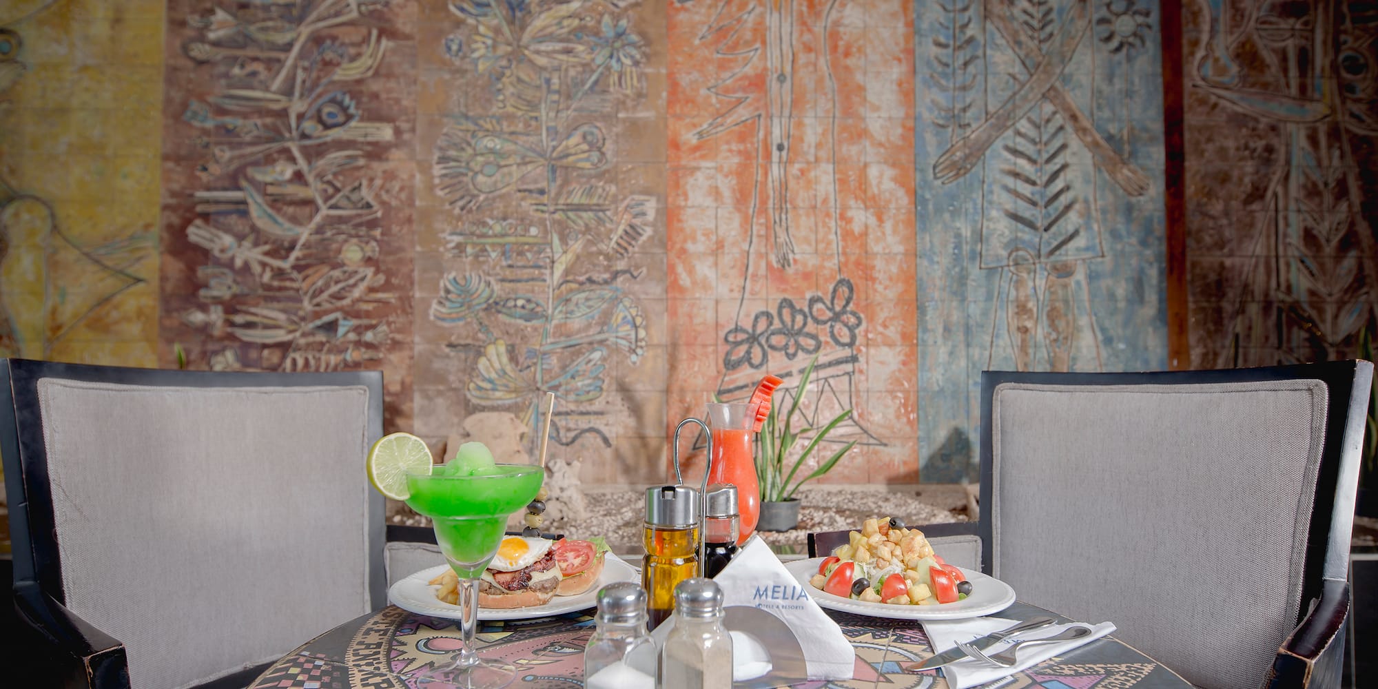 a table with food on it