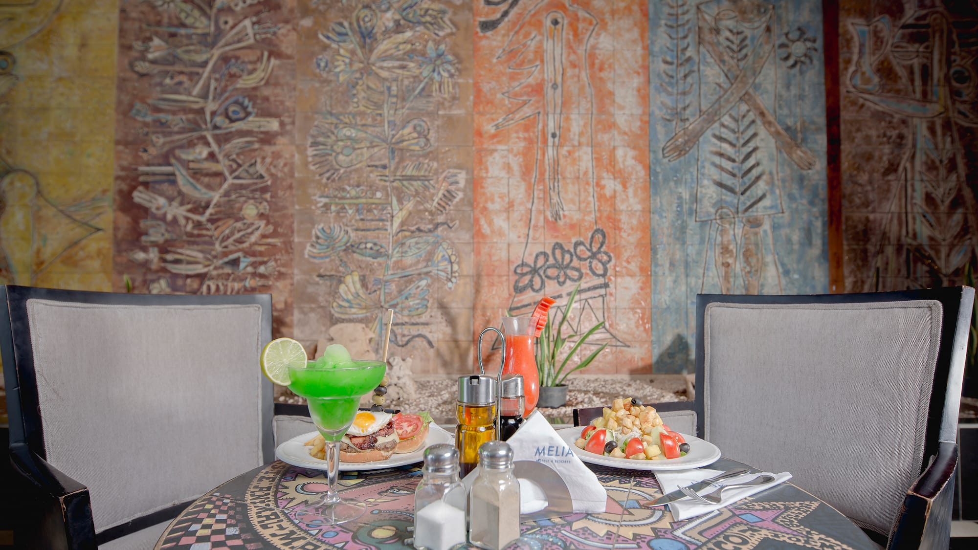 a table with food on it