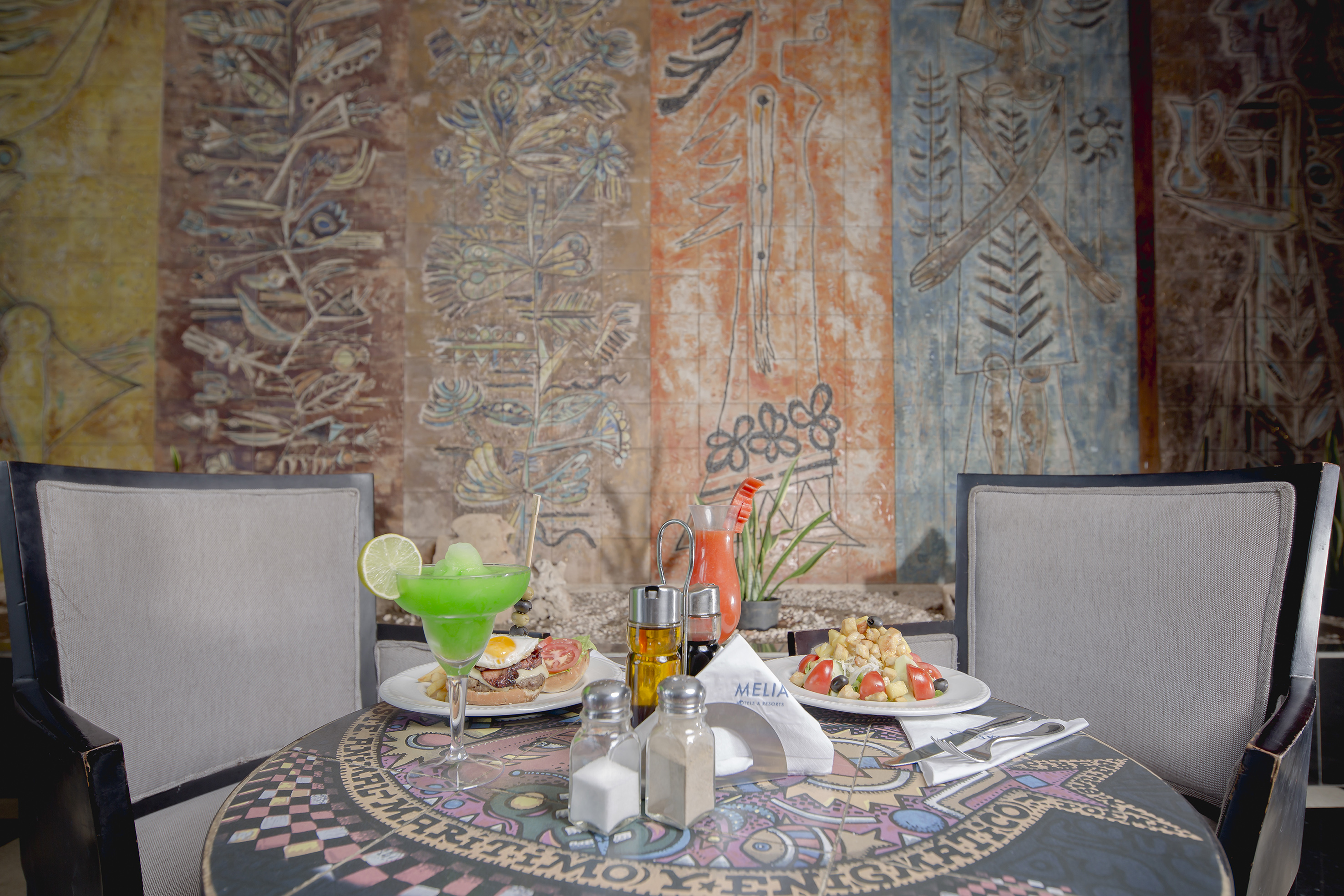 a table with food on it