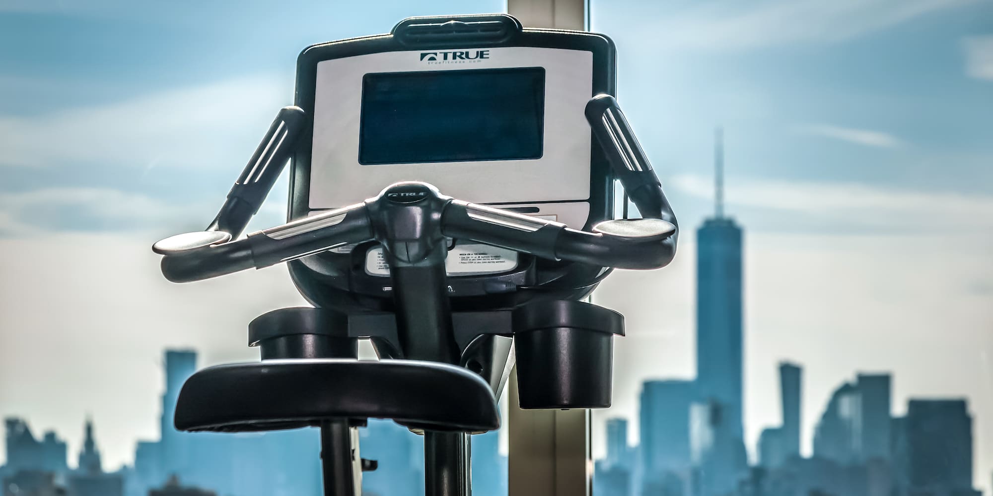 a exercise bike in front of a window