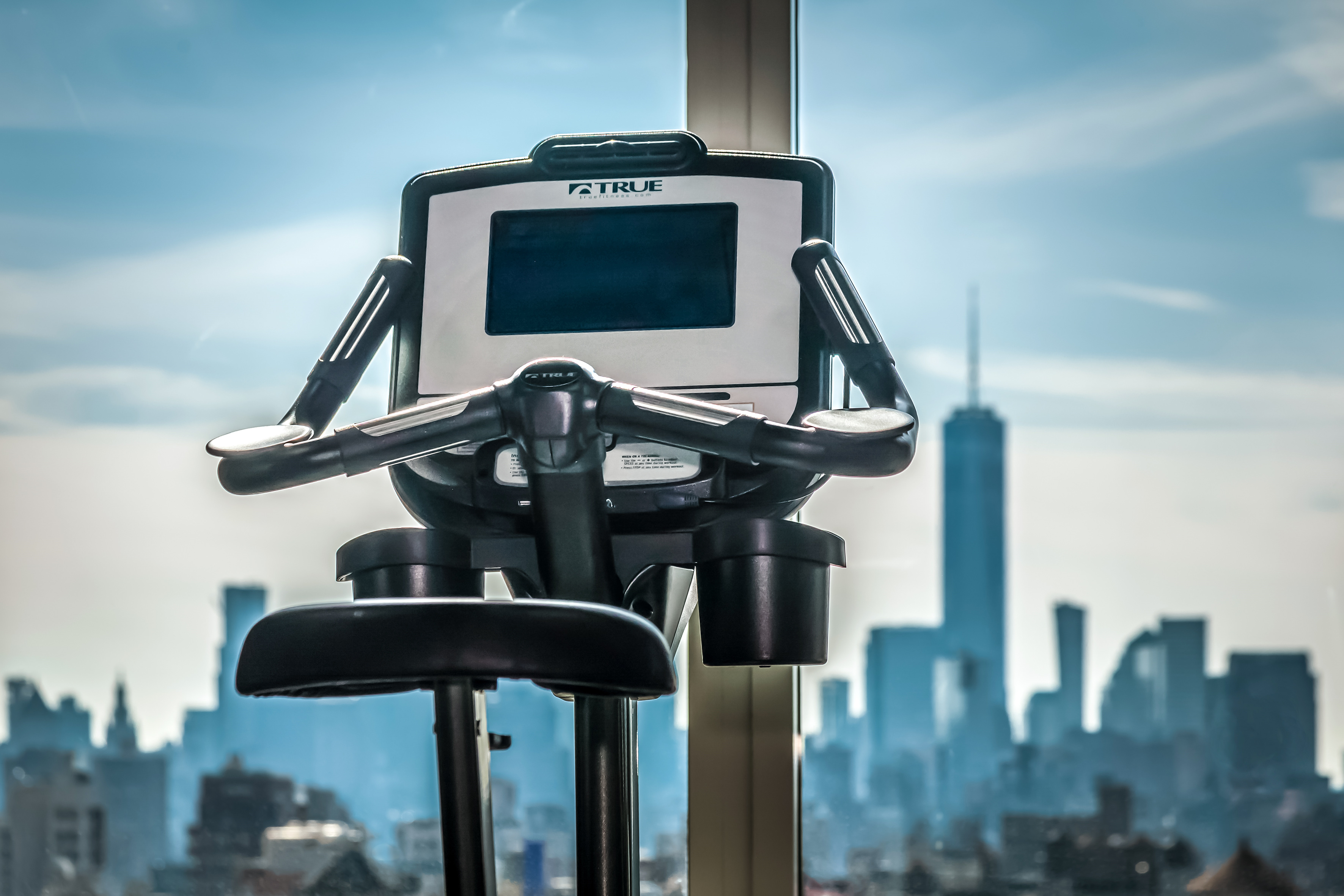 a exercise bike in front of a window