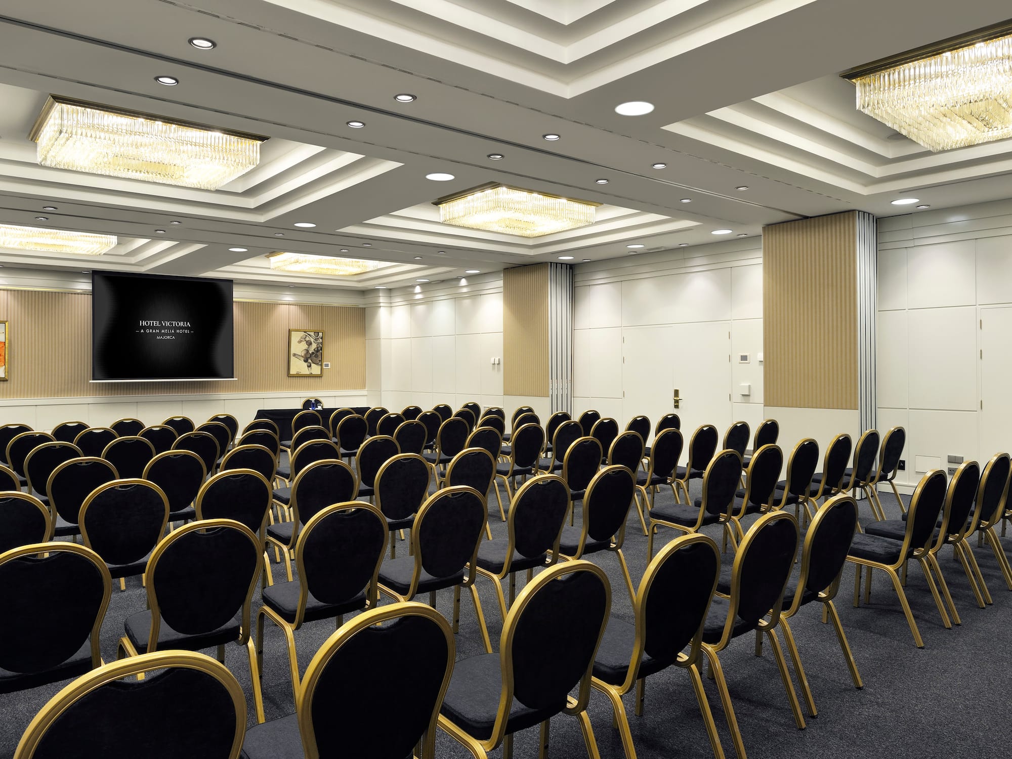 a room with rows of chairs