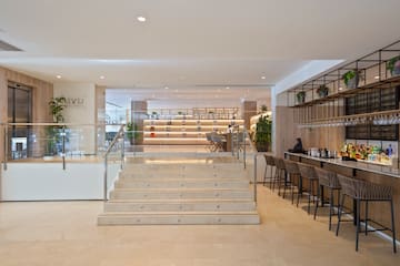 a staircase in a building