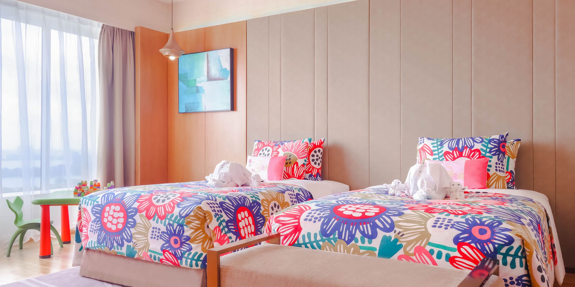 a room with two beds