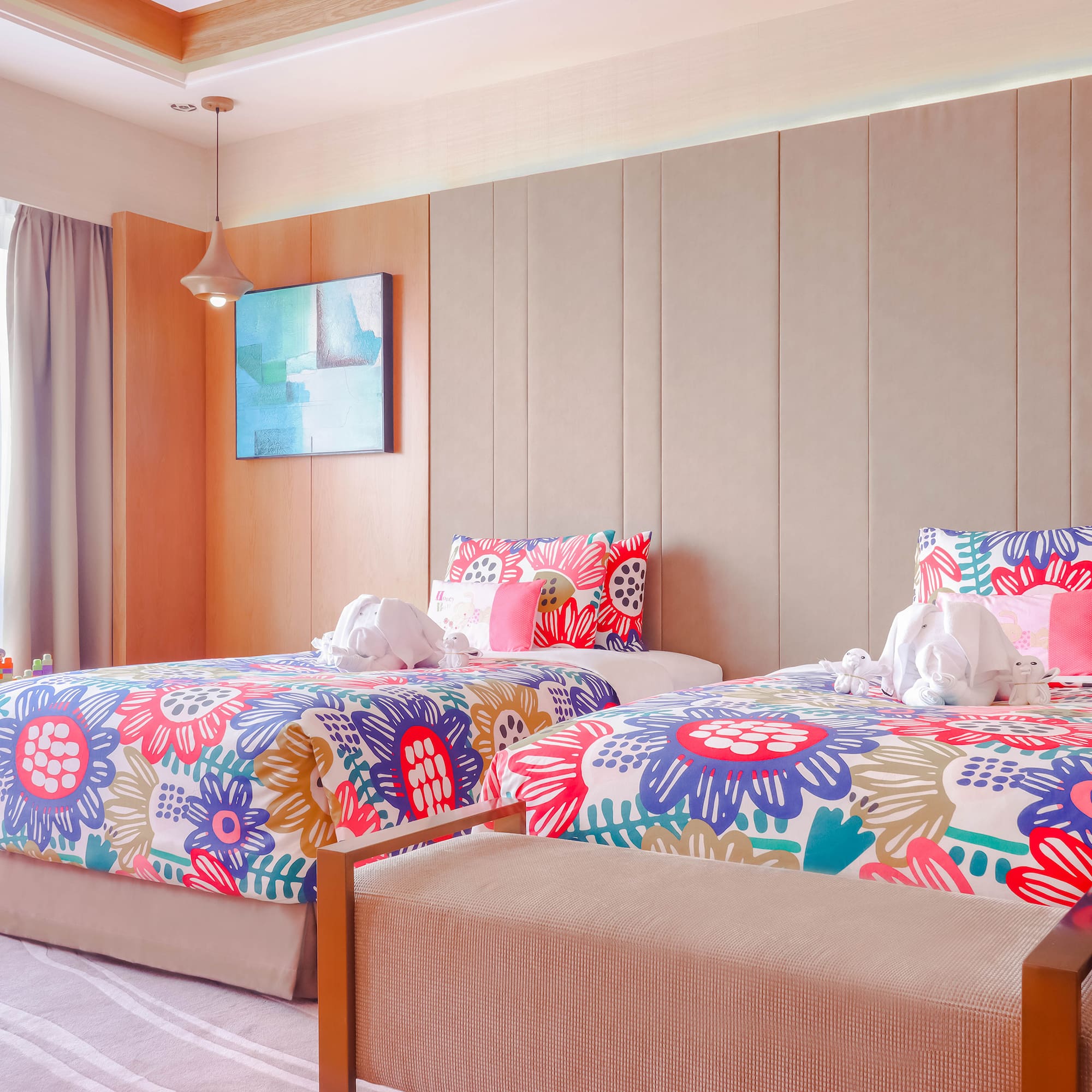 a room with two beds