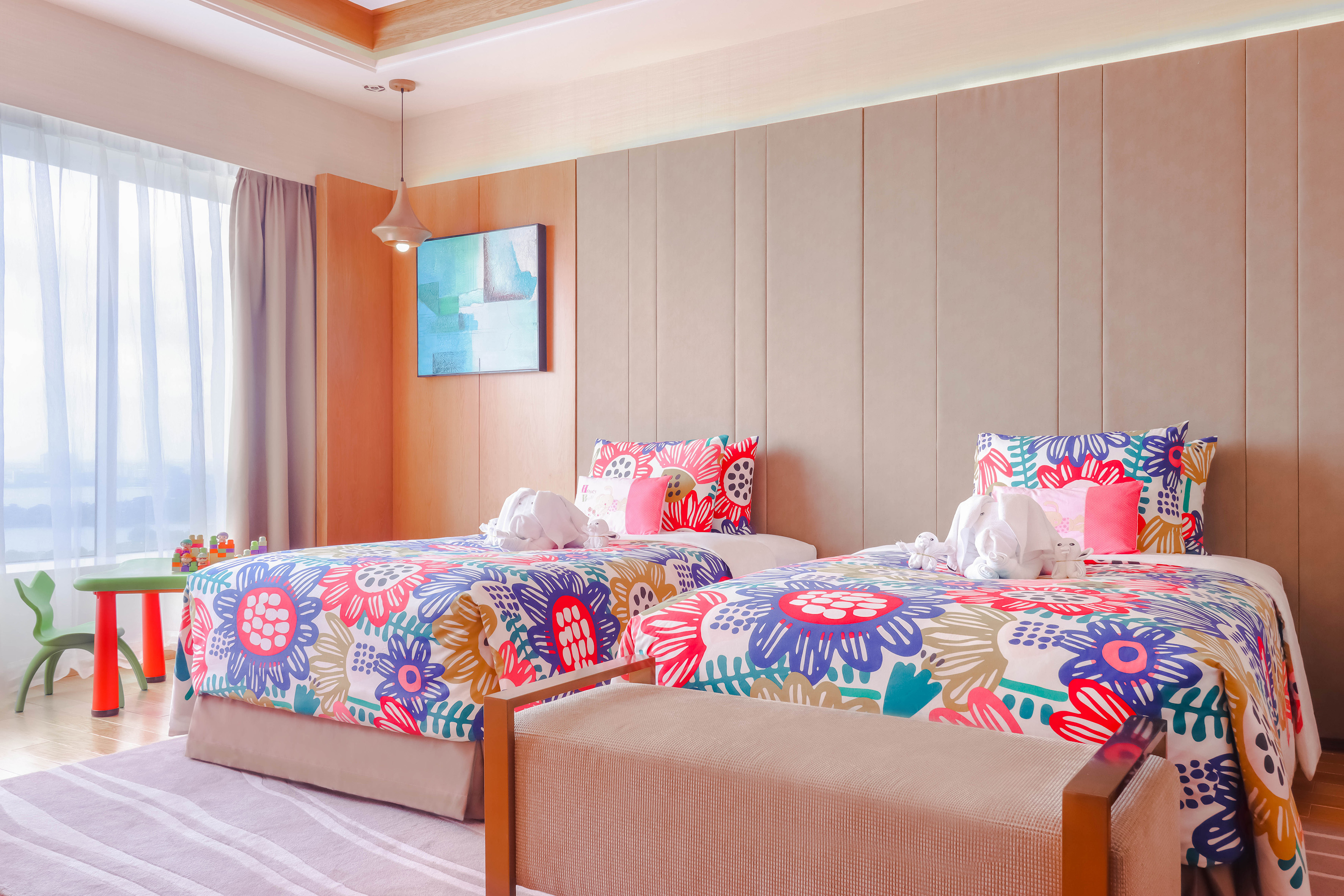 a room with two beds