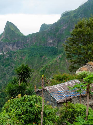 a small hut in the mountains