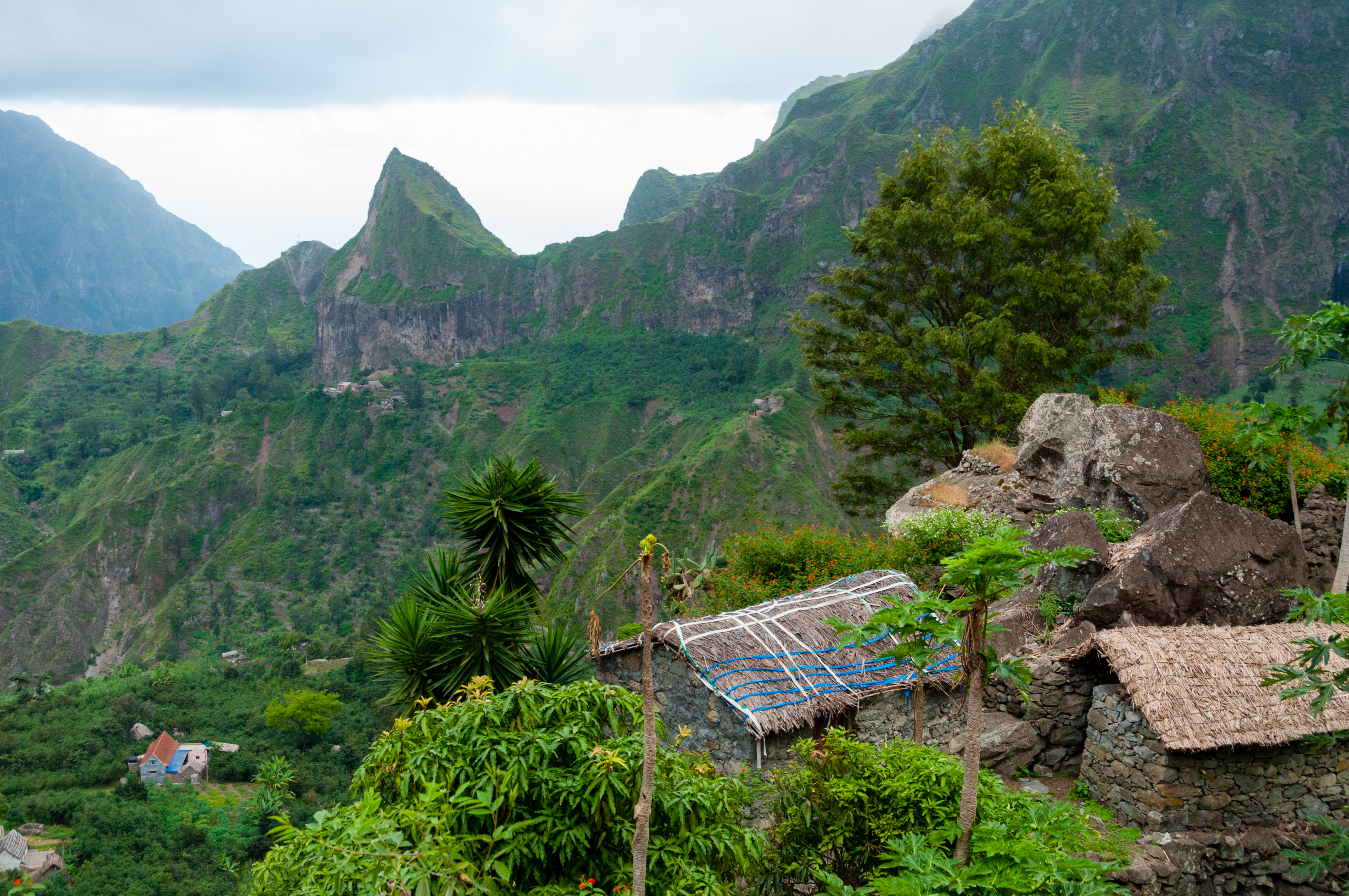 a small hut in the mountains