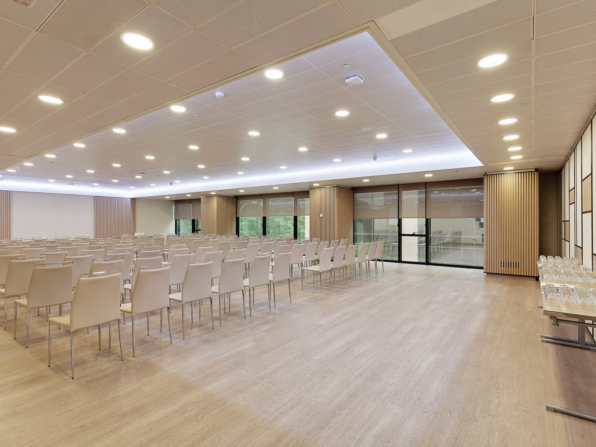 a room with many chairs