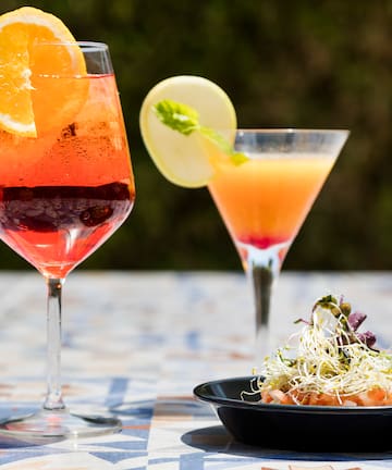 a group of drinks on a table