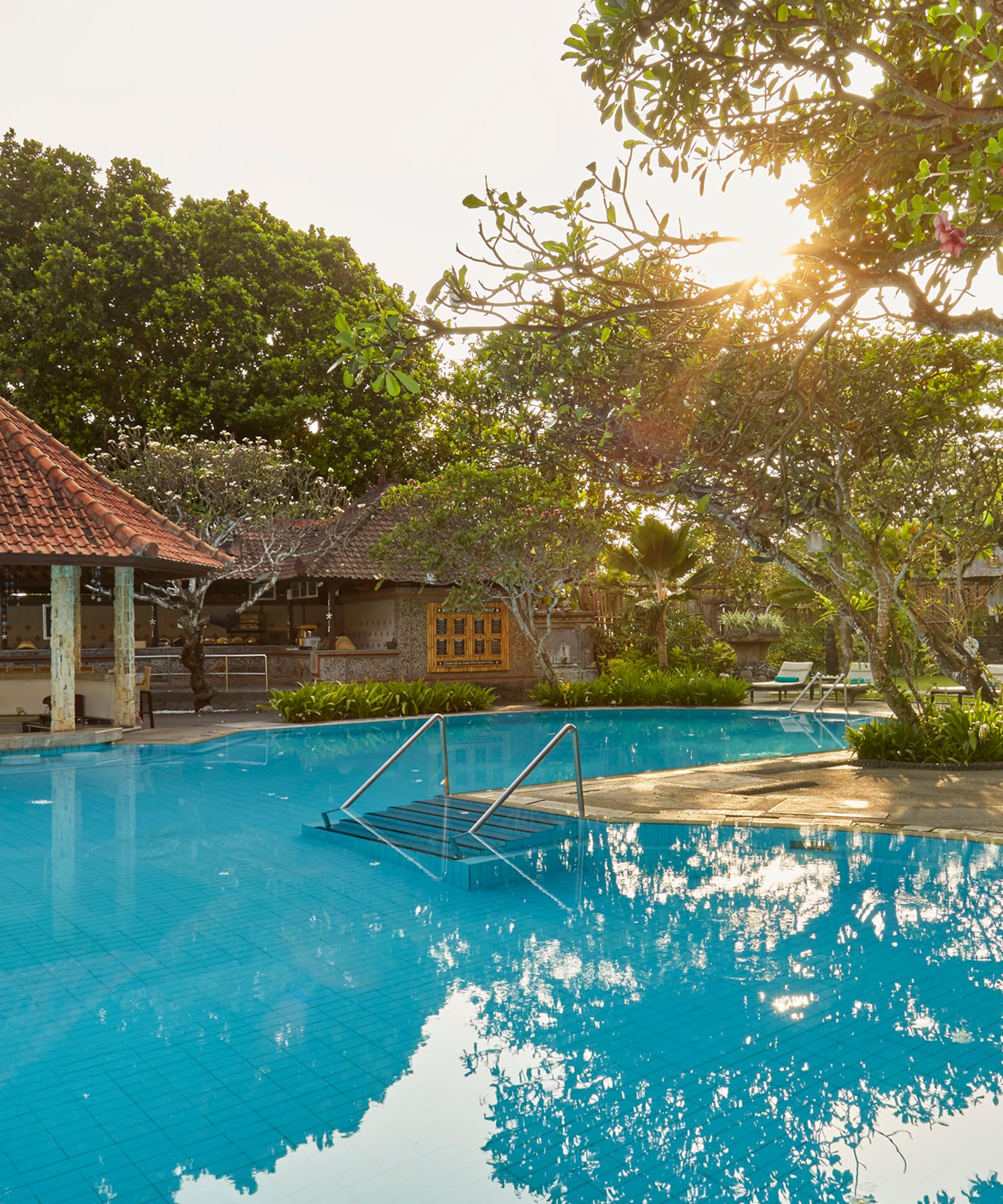 a pool with a ladder in it