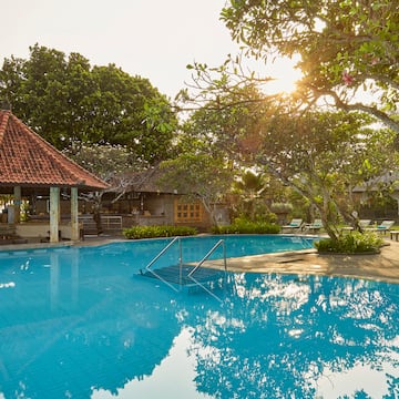 a pool with a ladder in it