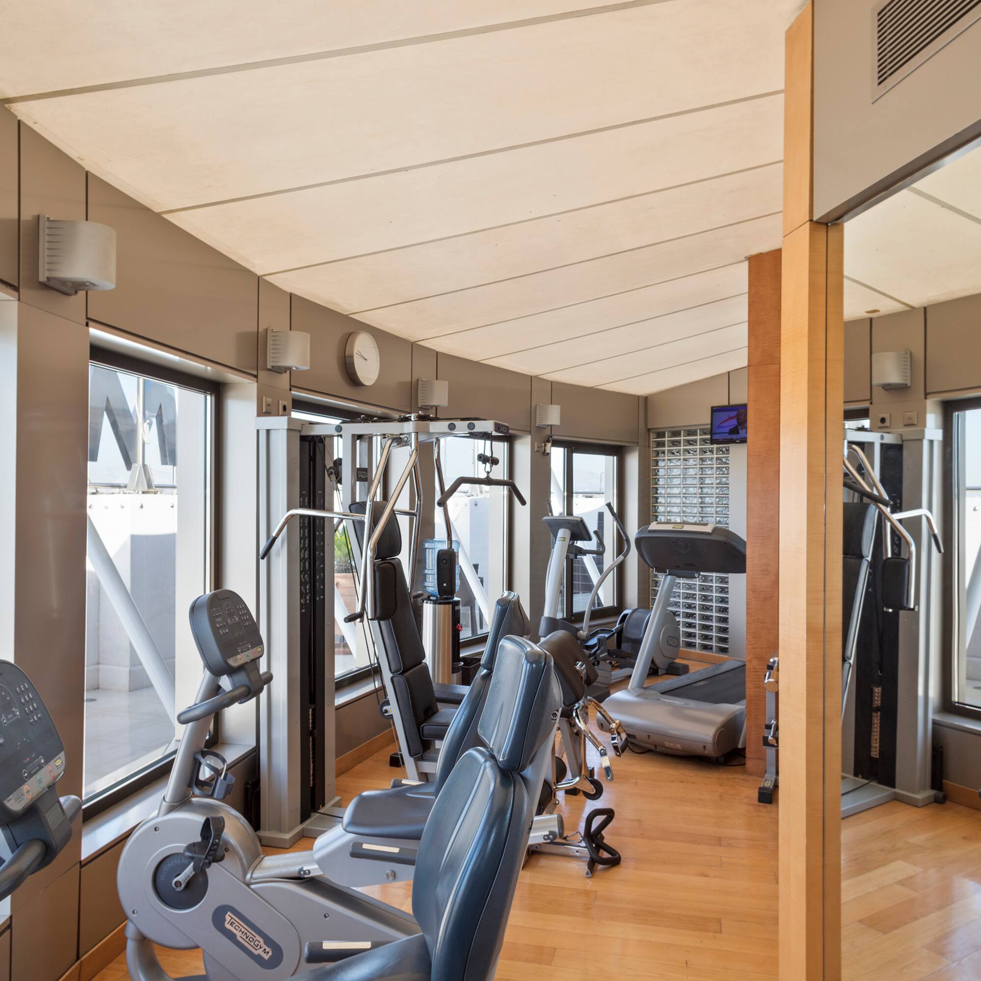 a room with exercise equipment