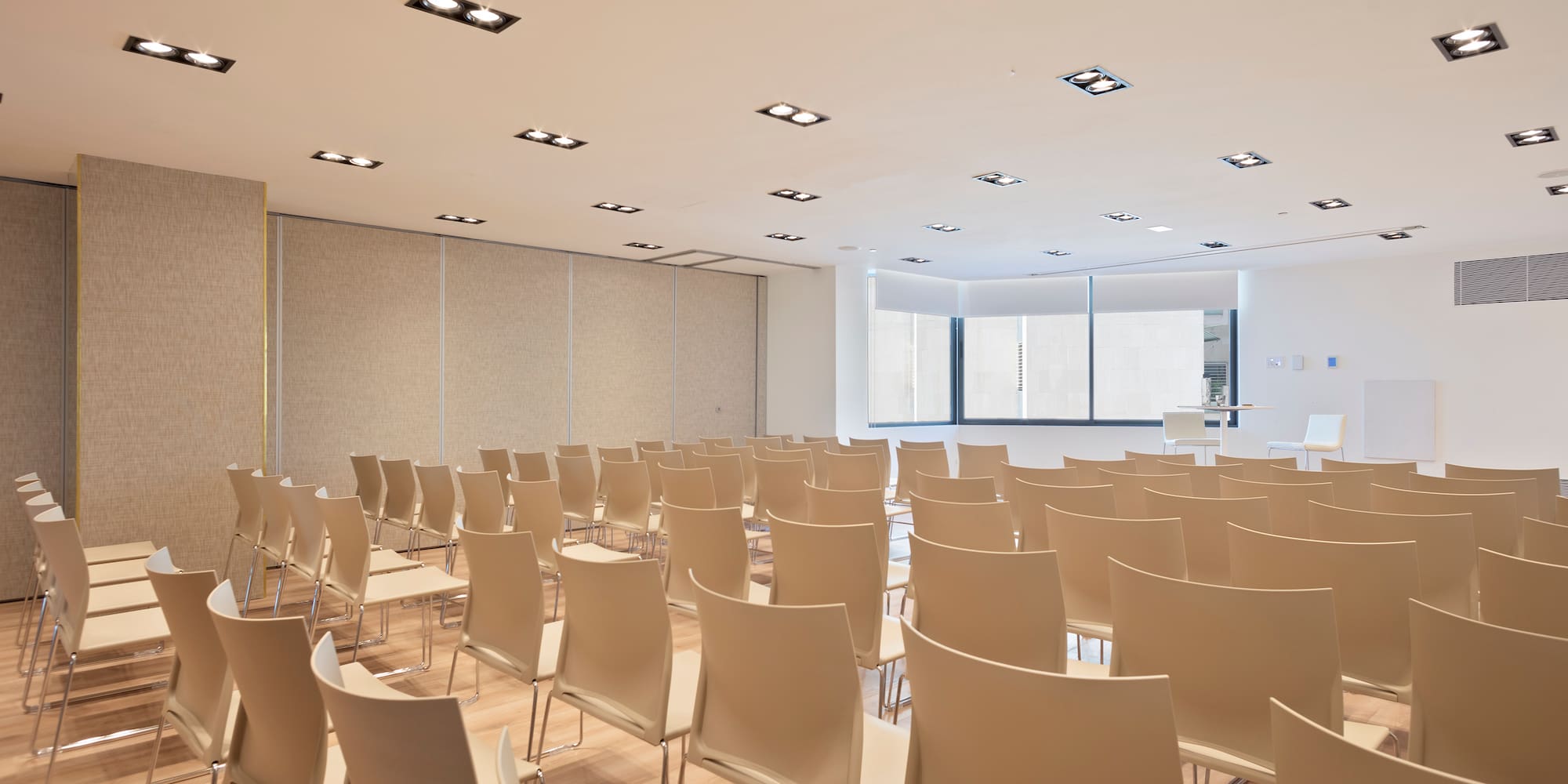 a room with many chairs