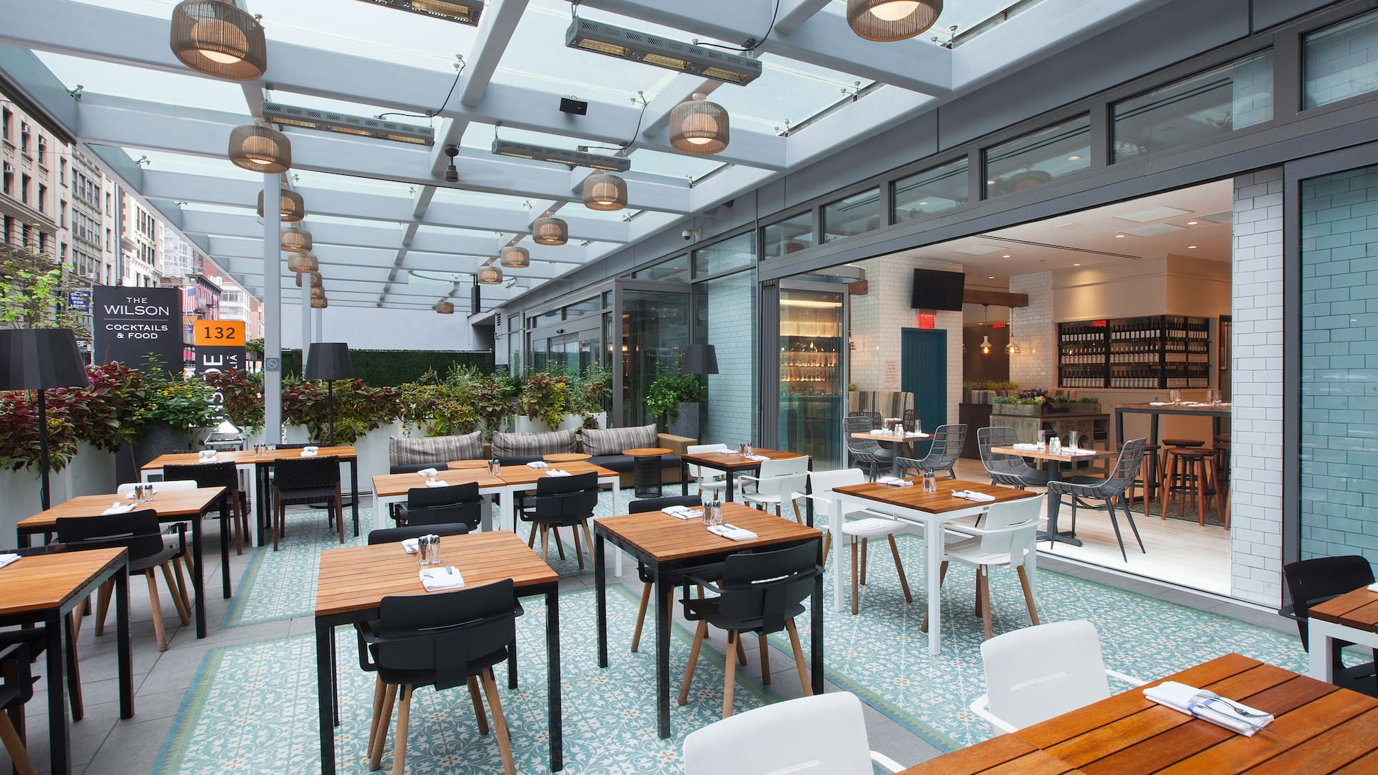 a restaurant with tables and chairs