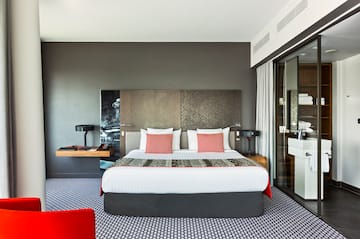 a bed in a room