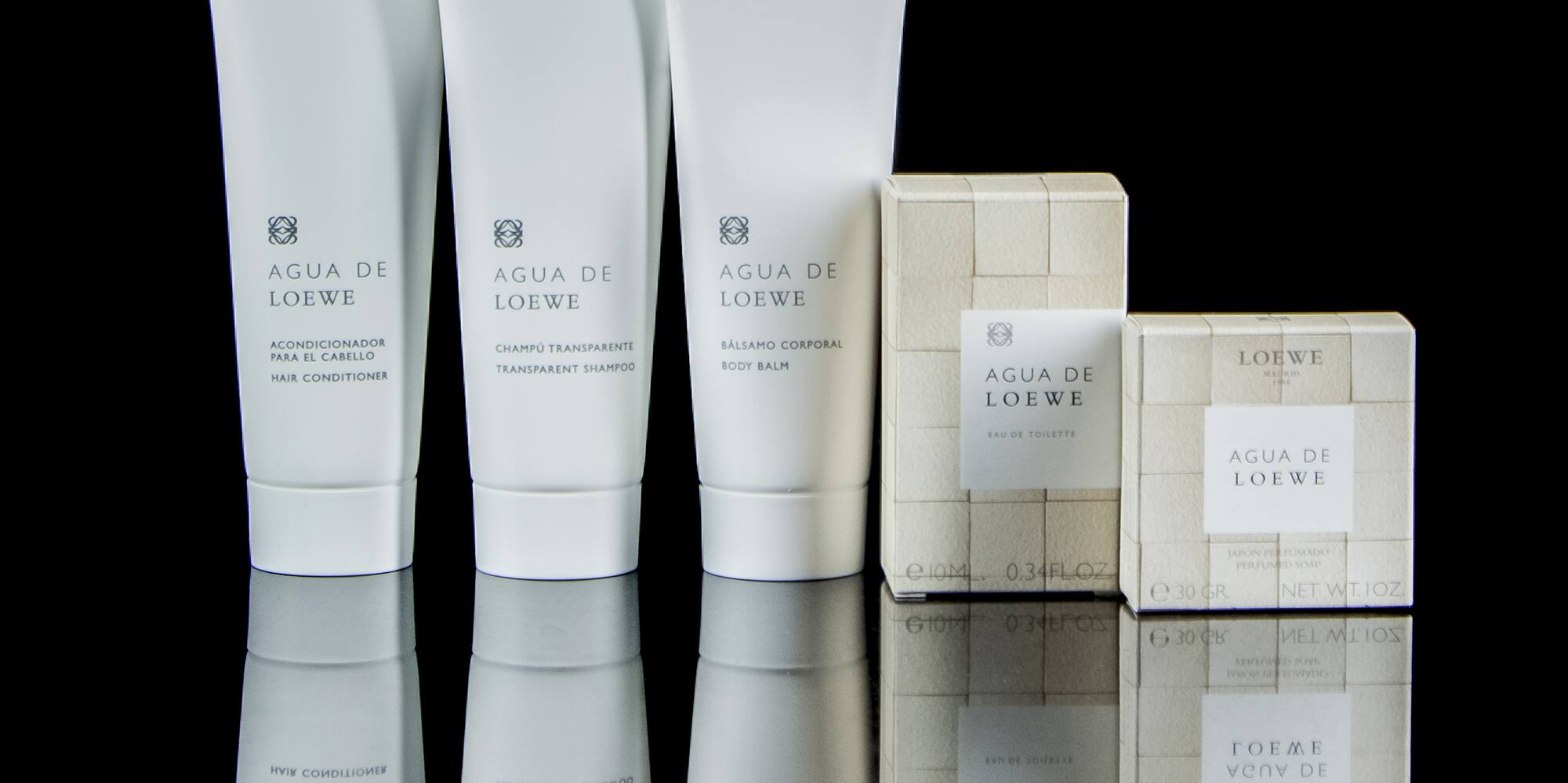 a group of white containers with black text