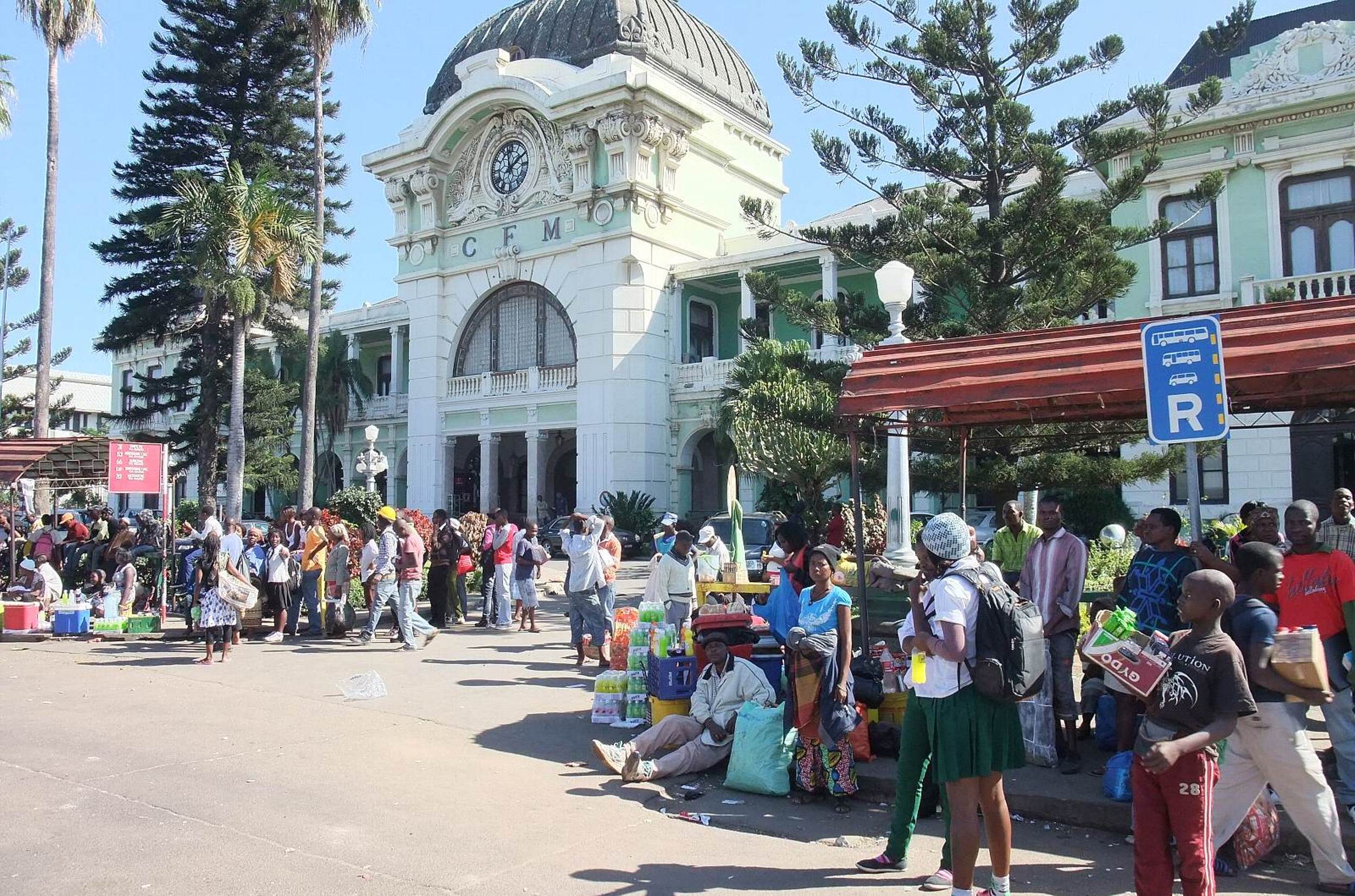 a group of people outside a building