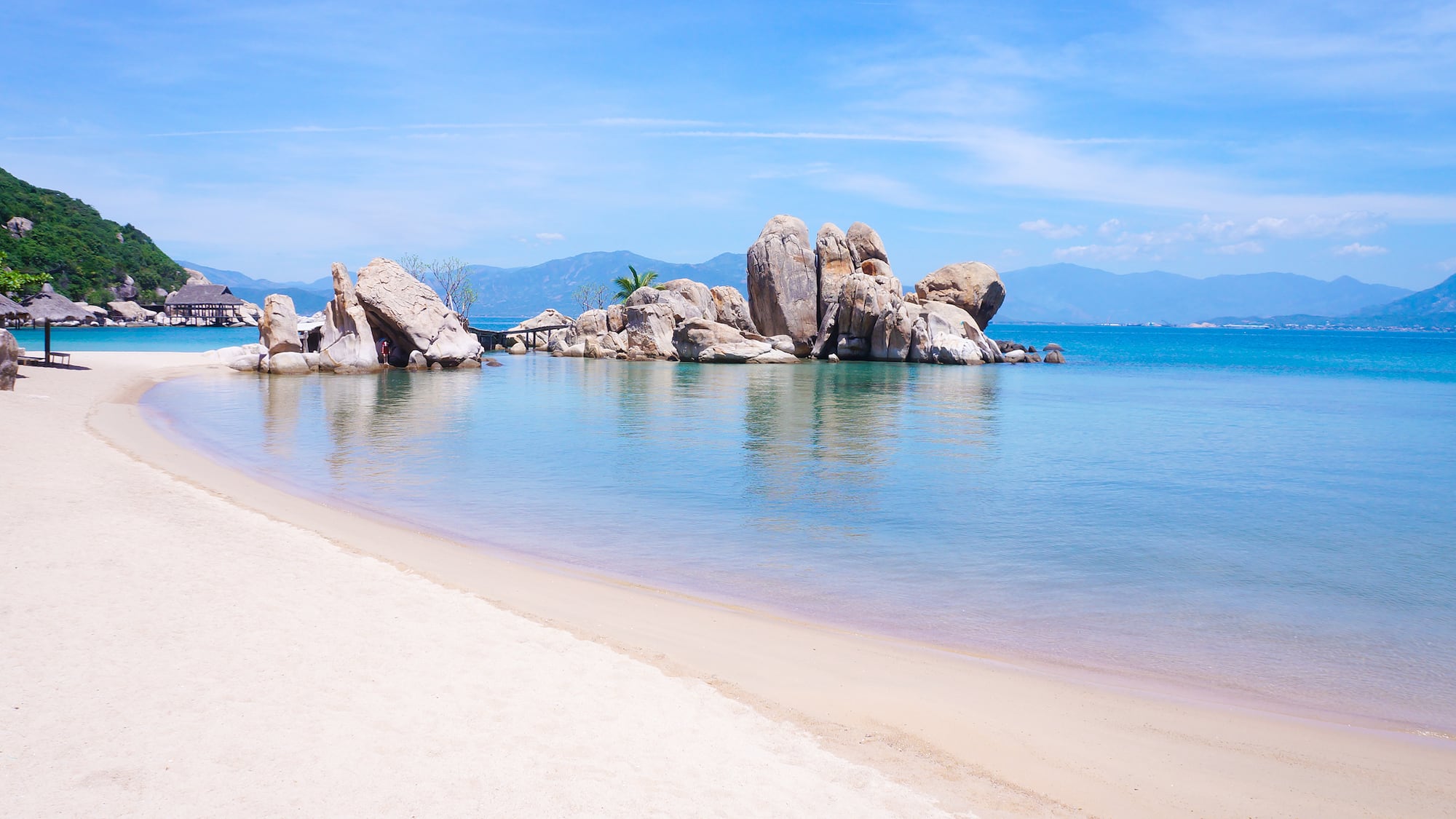 a beach with rocks and water