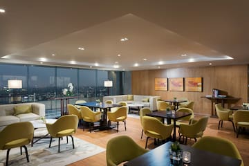 a room with tables and chairs