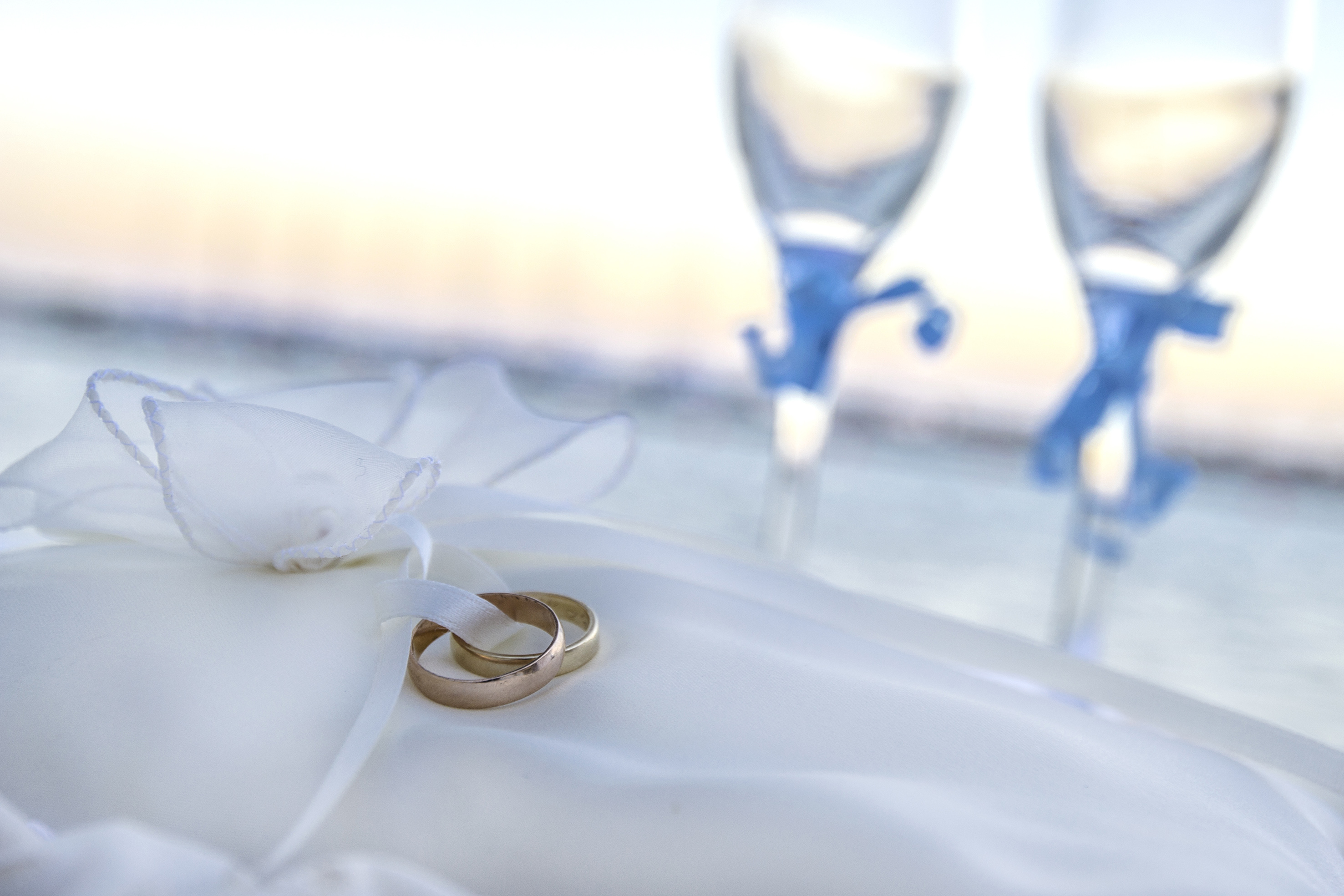 two rings on a pillow