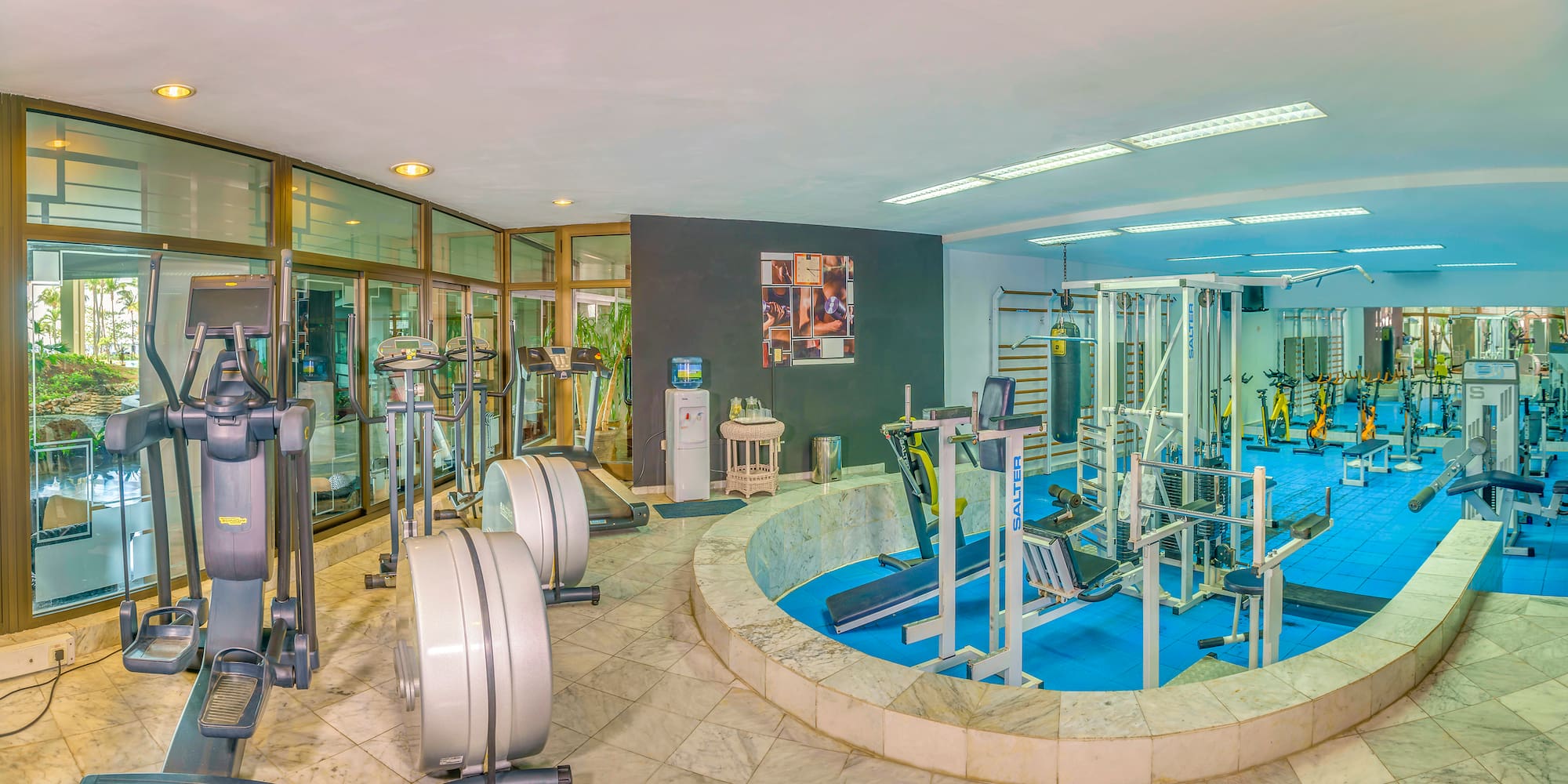 a gym with exercise equipment