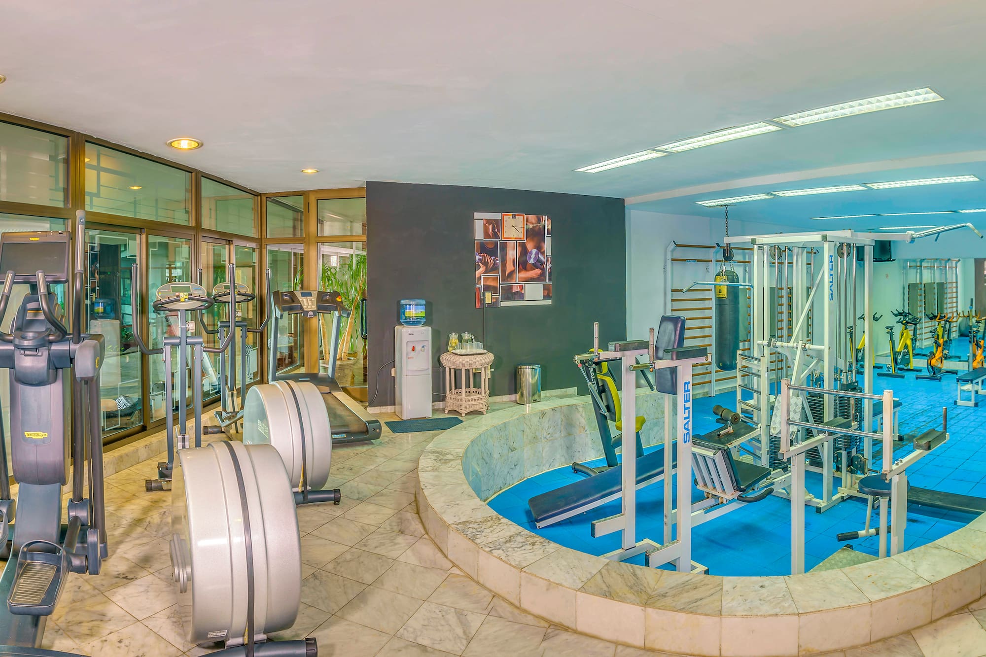 a gym with exercise equipment