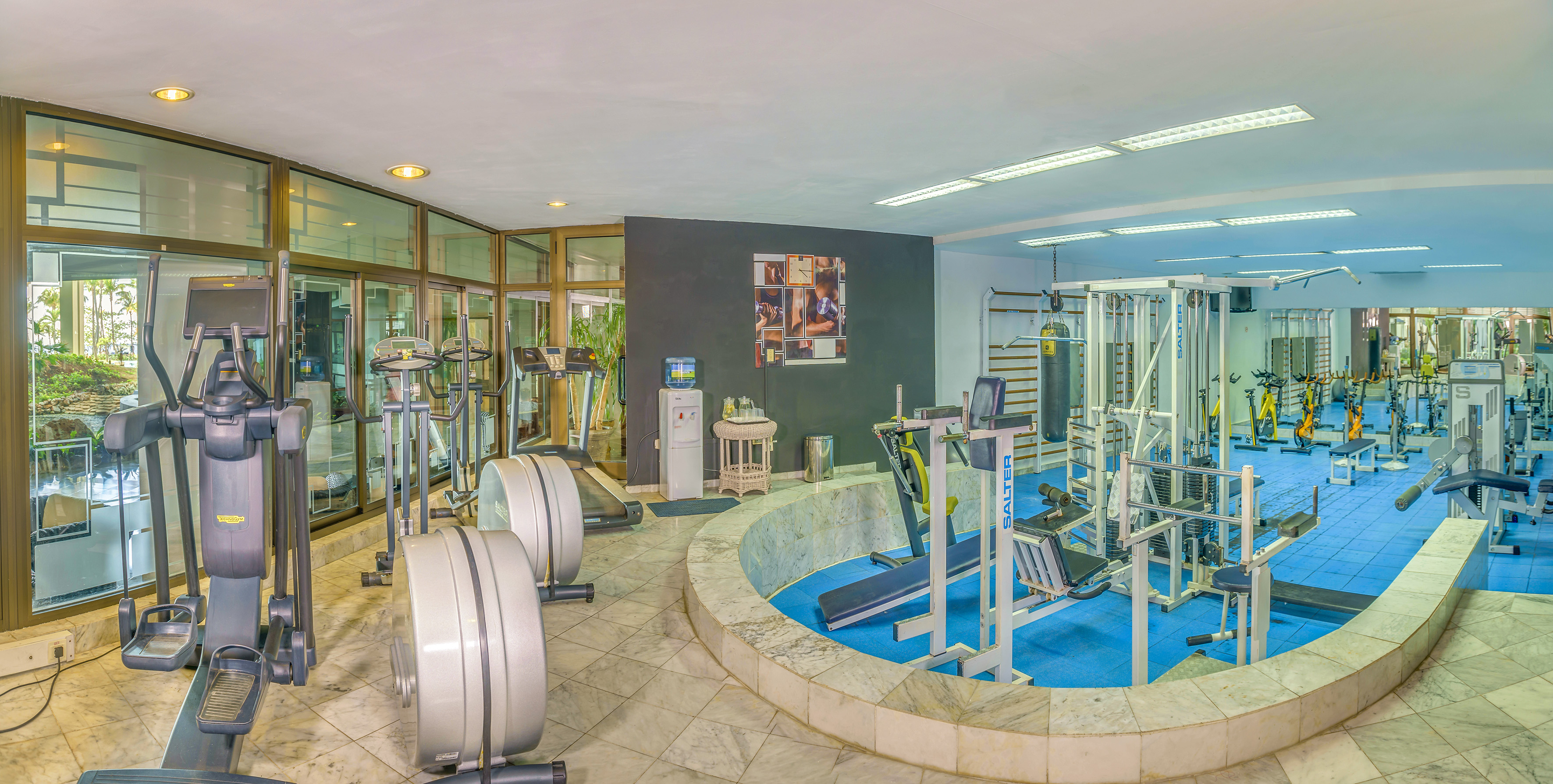 a gym with exercise equipment