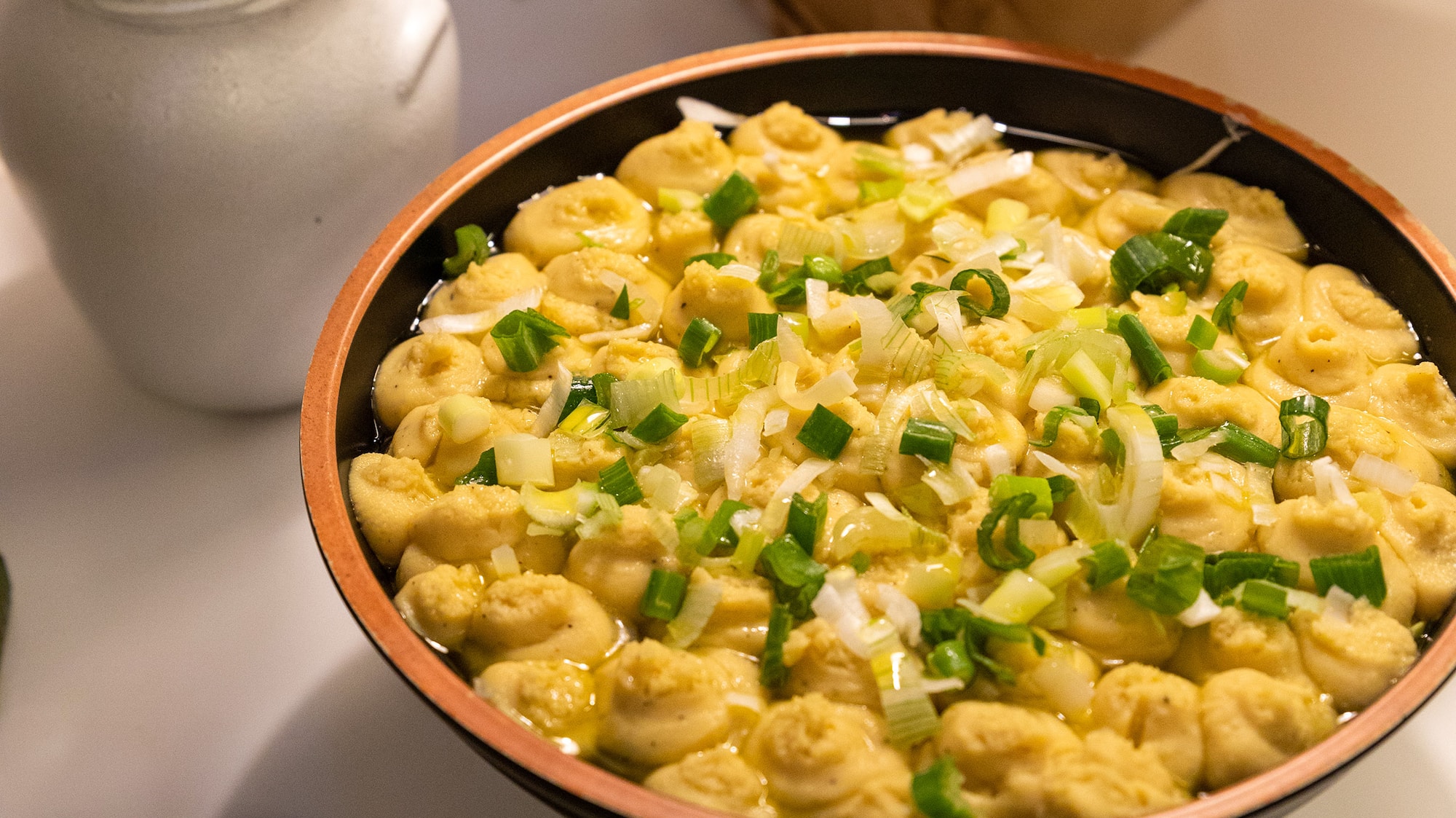 a bowl of food on a table