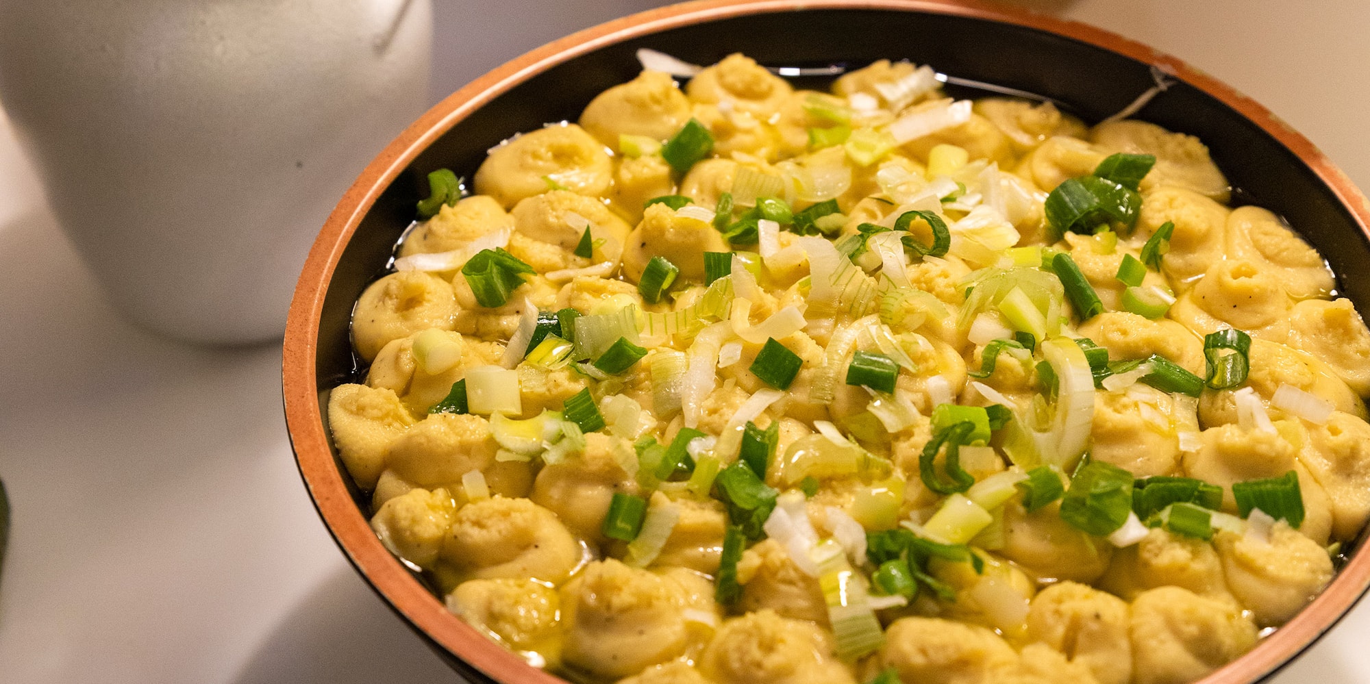 a bowl of food on a table