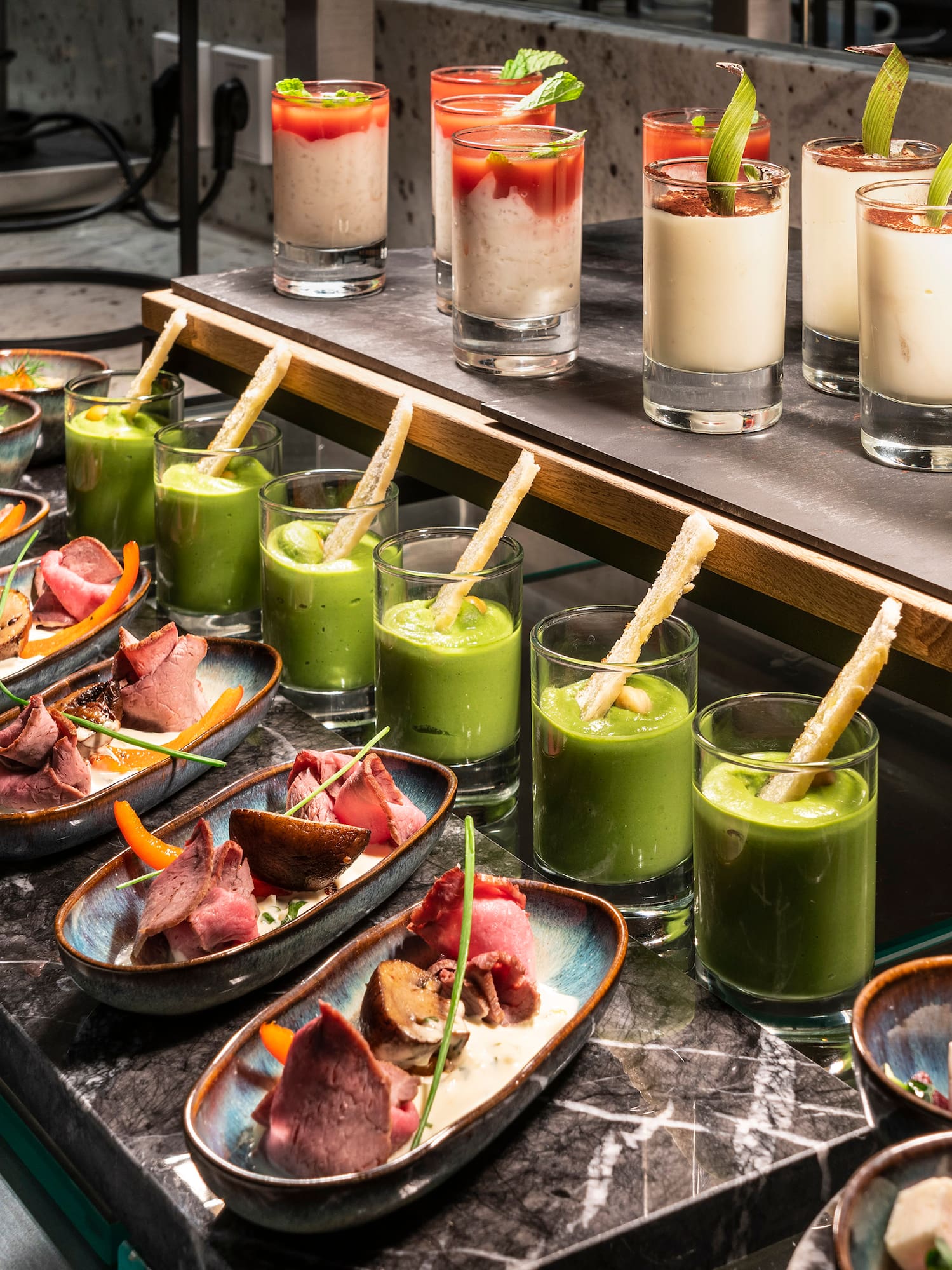 a table with different food items on it