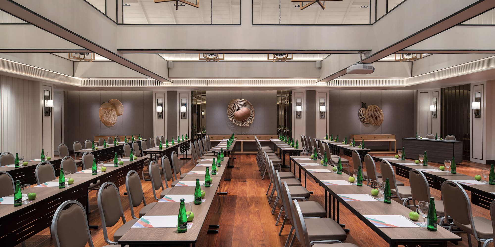 a room with tables and chairs