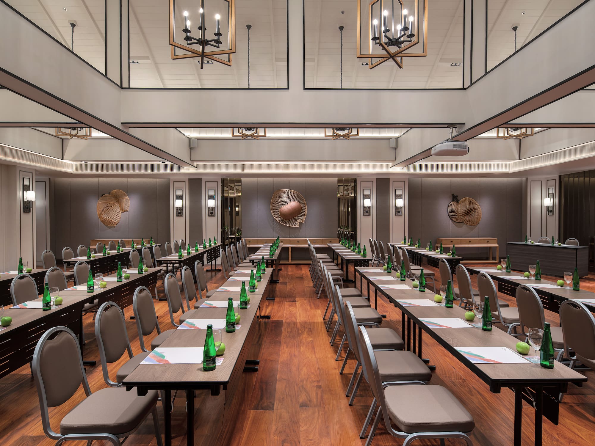 a room with tables and chairs