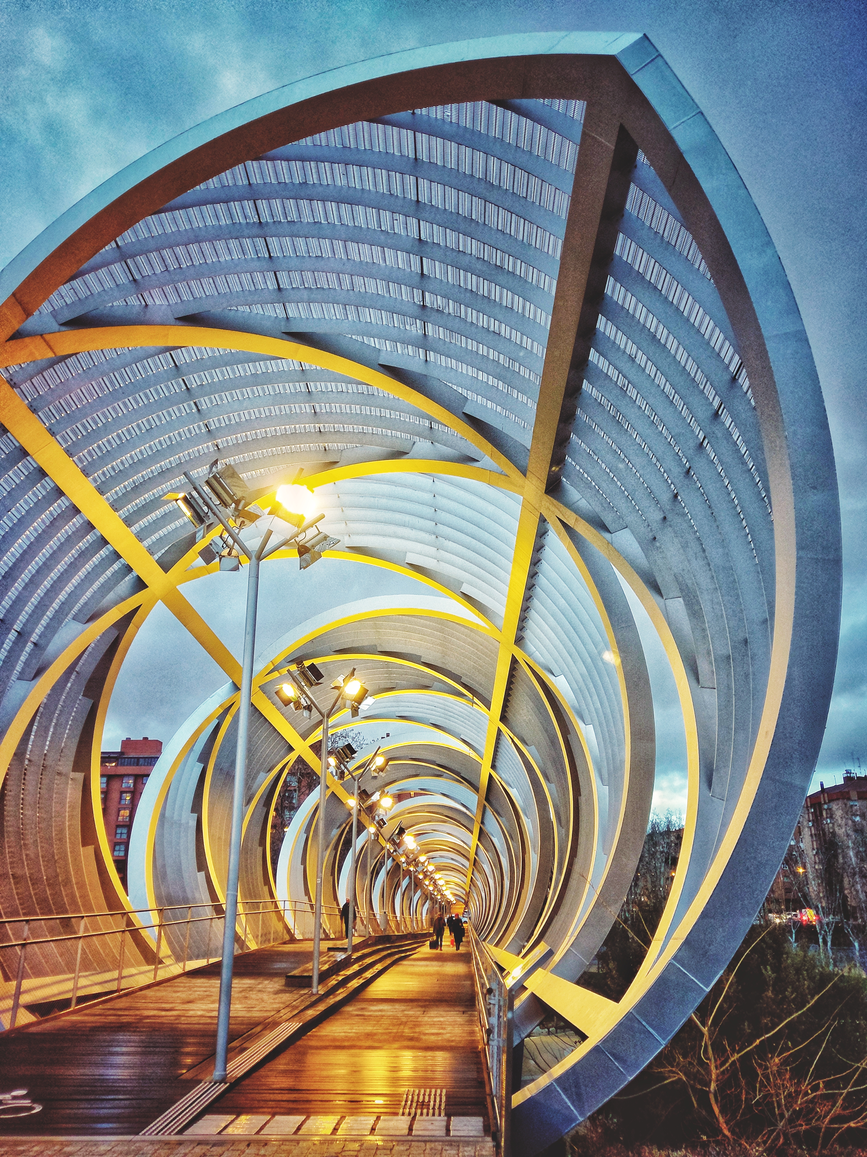 a tunnel with lights