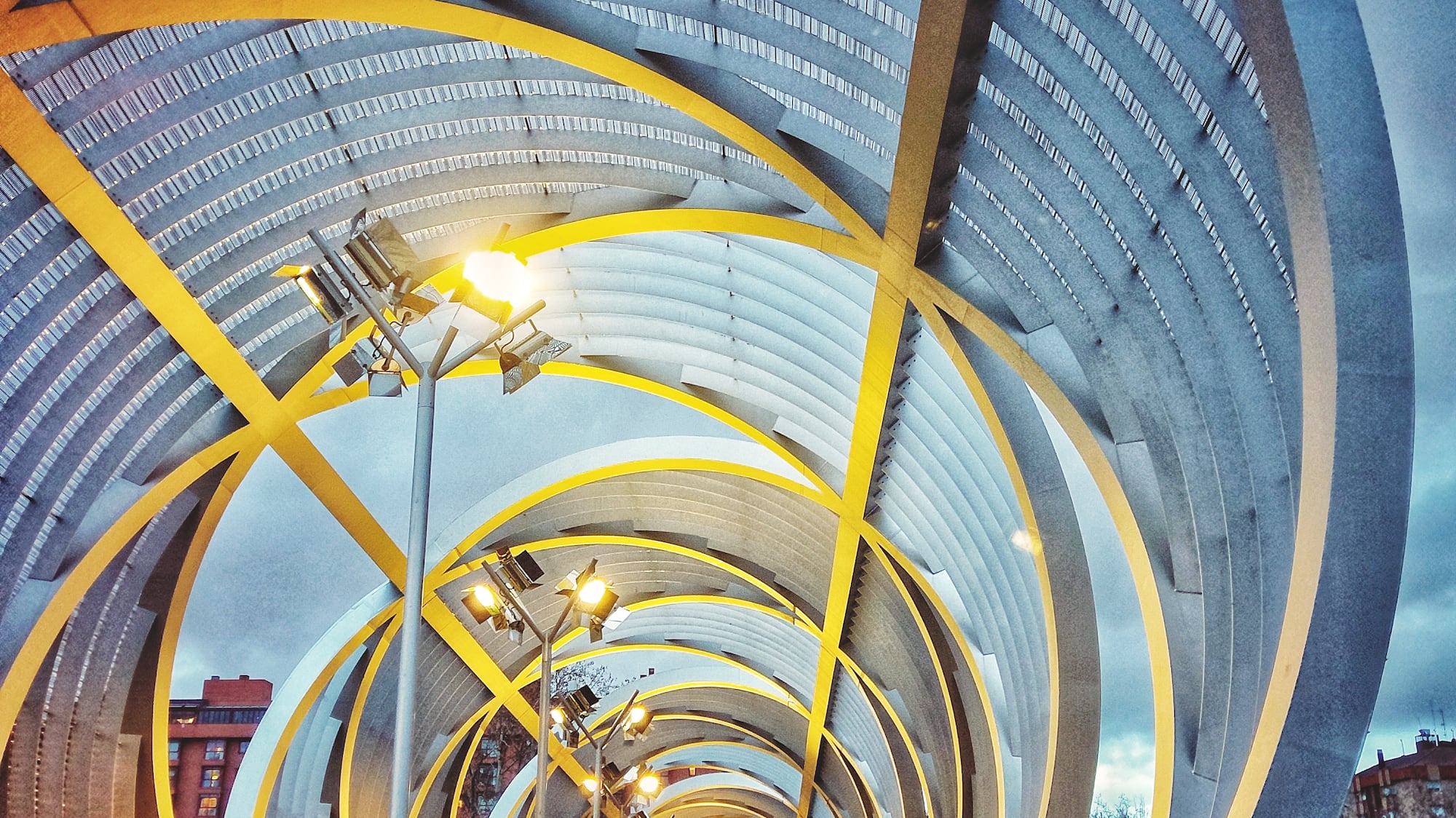 a tunnel with lights