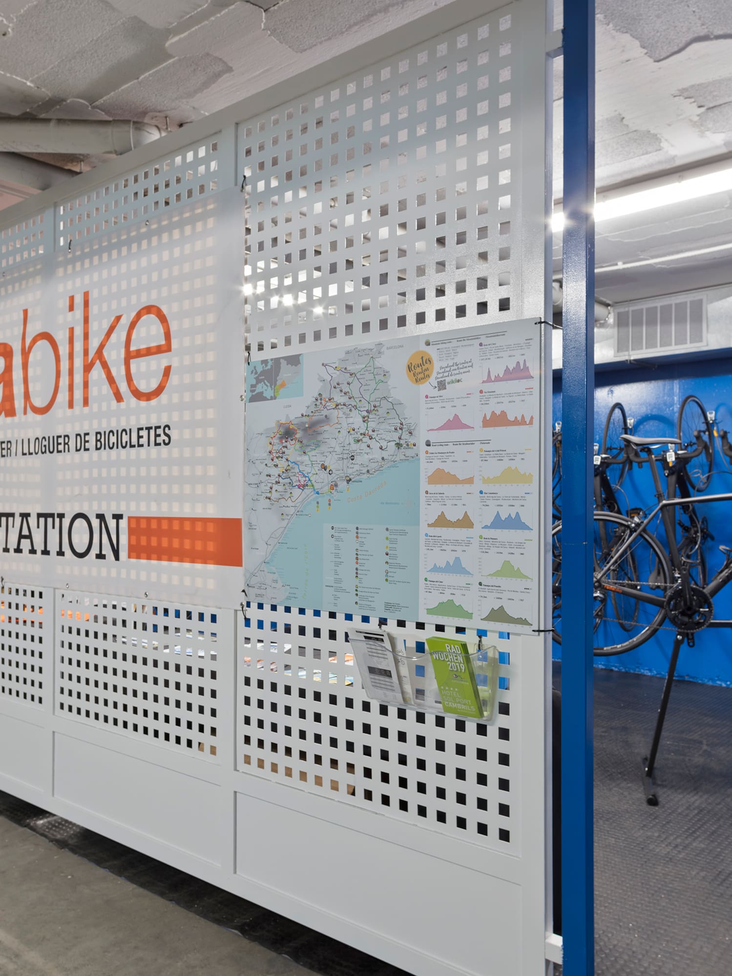 a bike rack in a garage