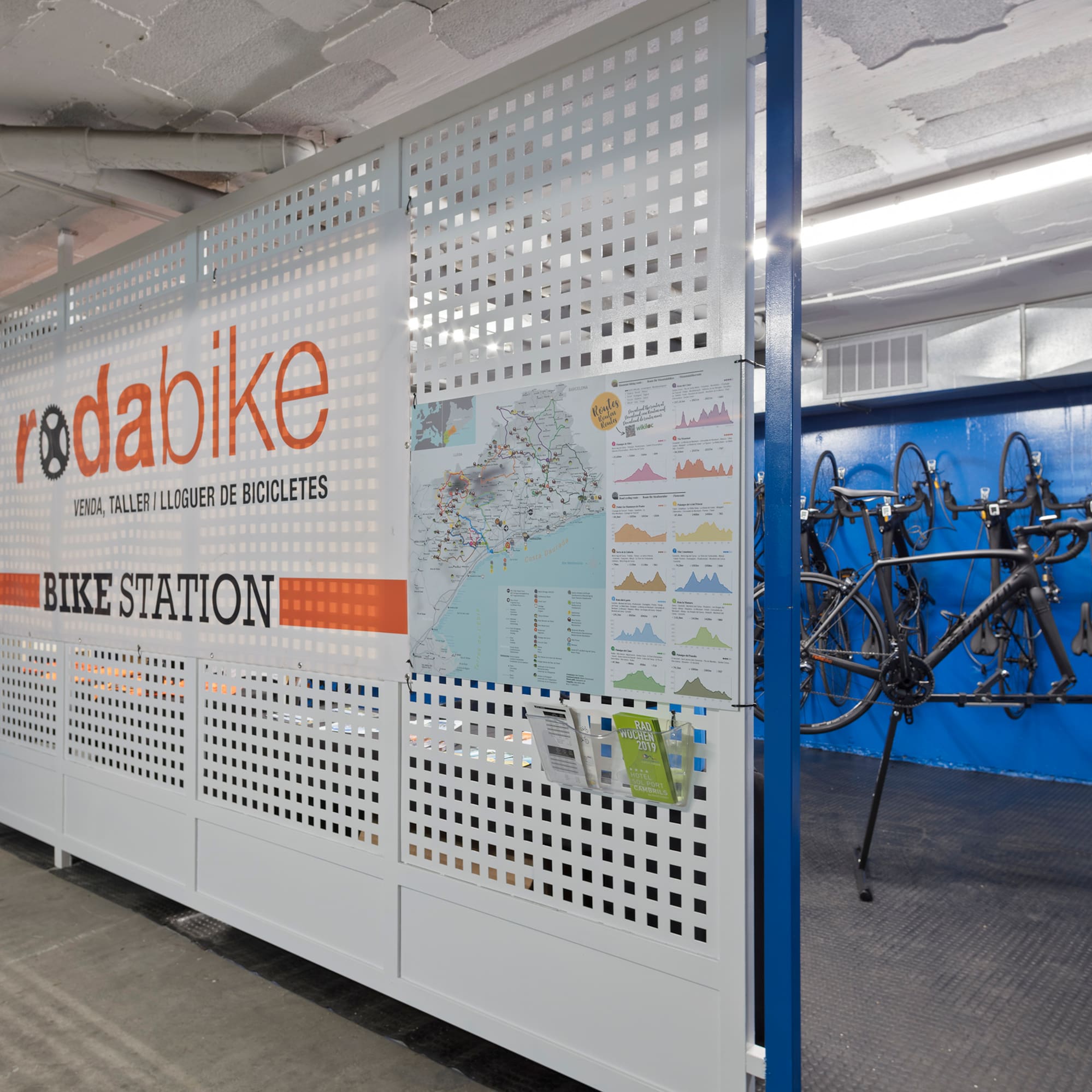 a bike rack in a garage