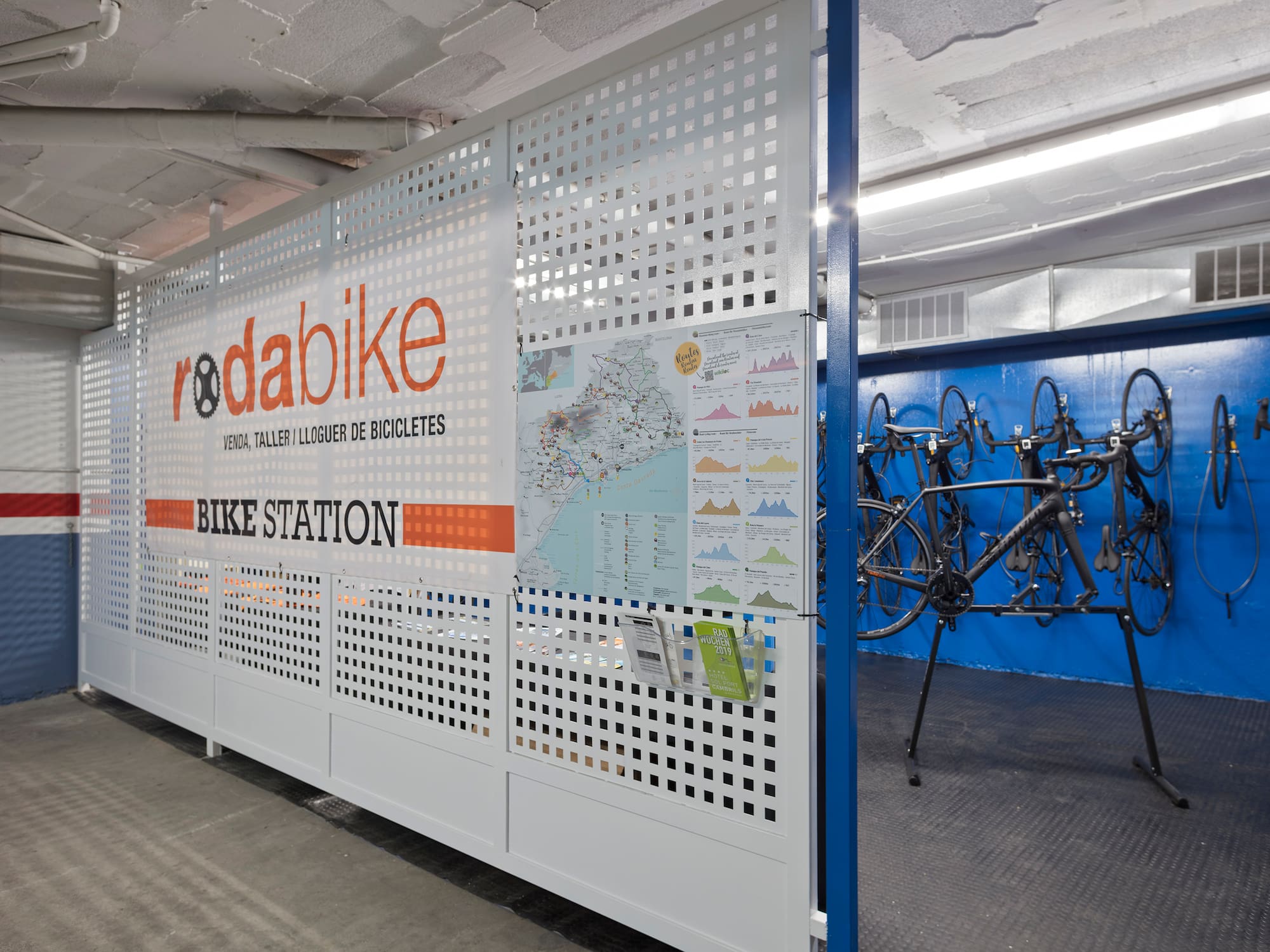a bike rack in a garage