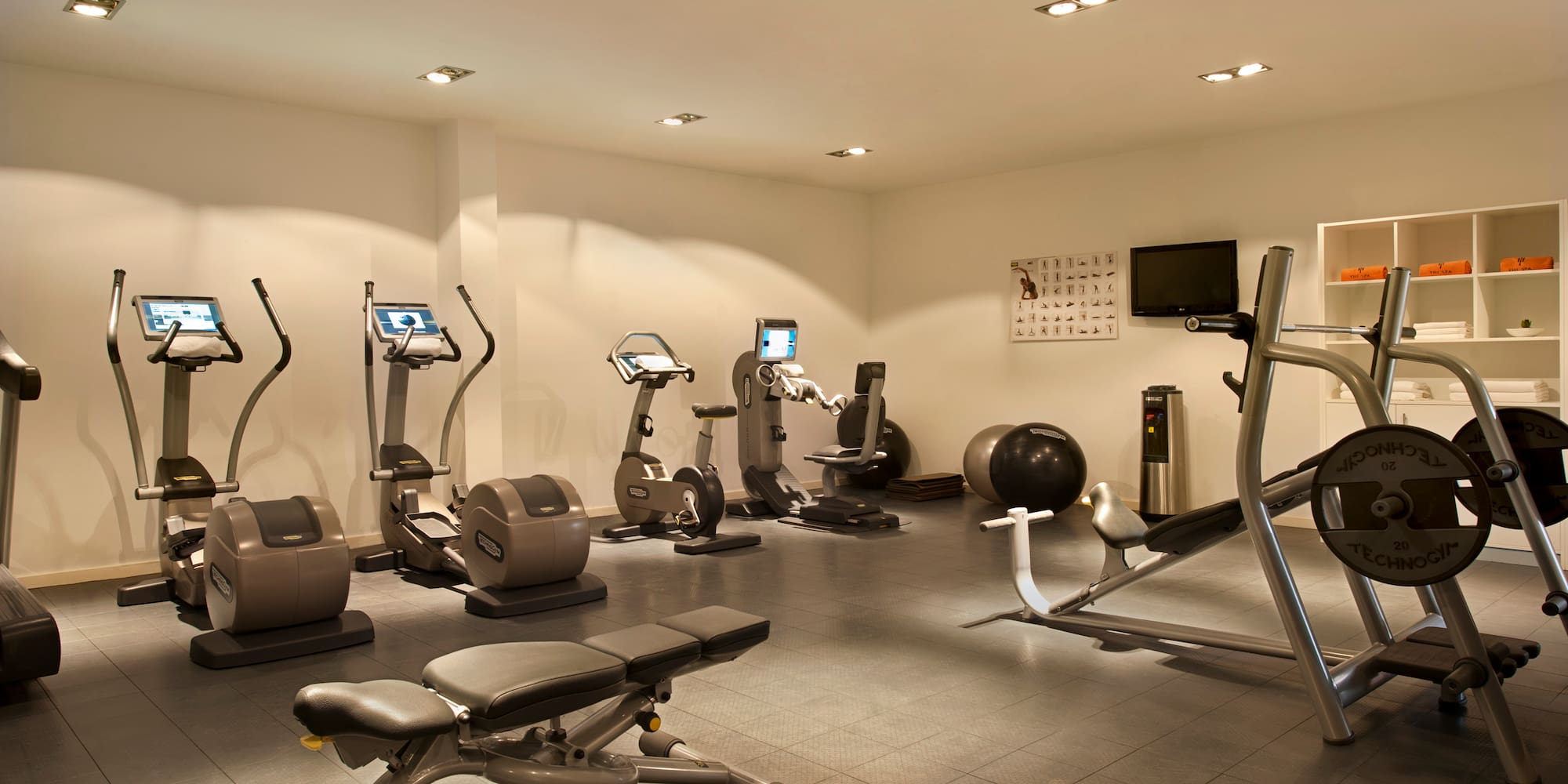 a room with exercise equipment
