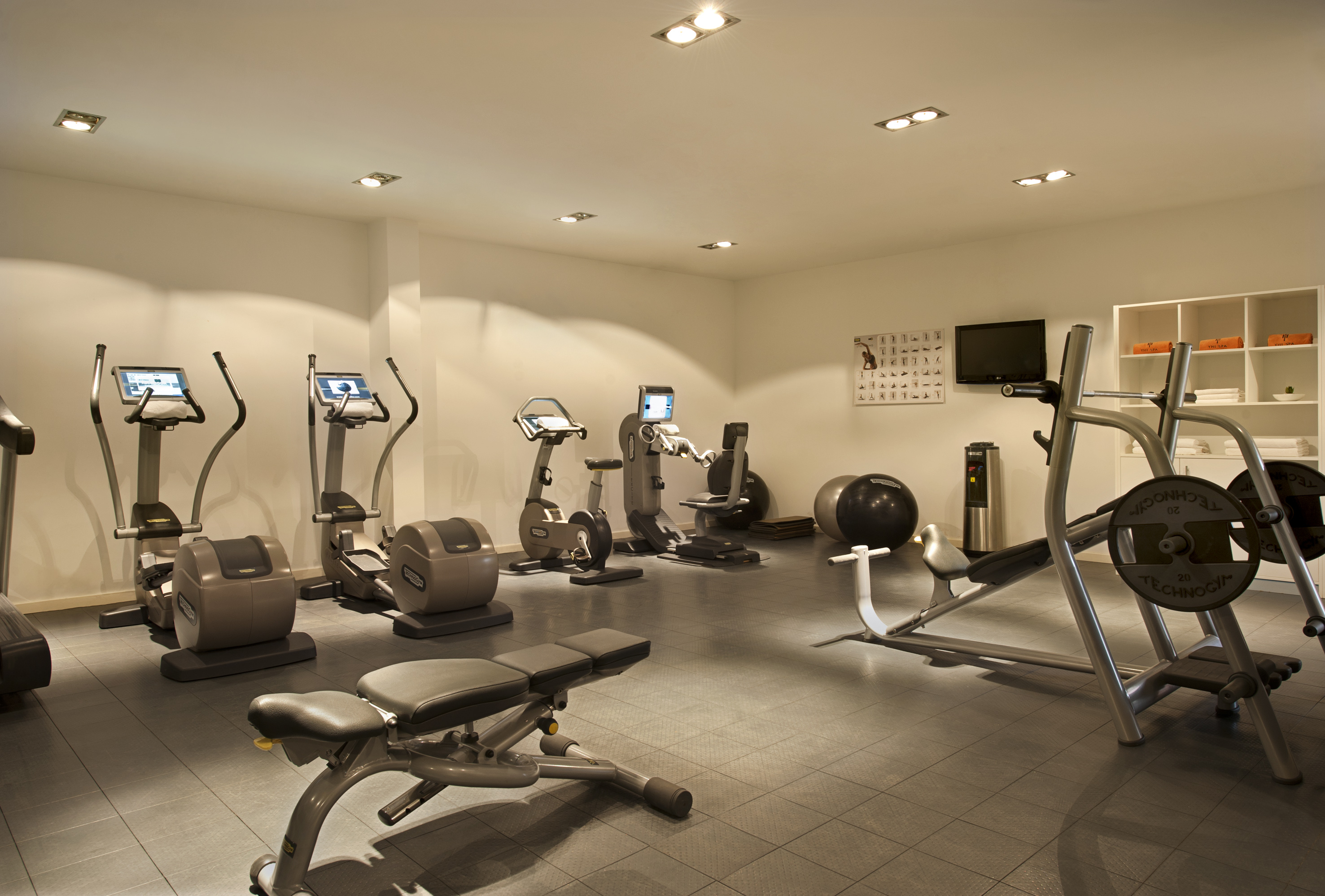 a room with exercise equipment