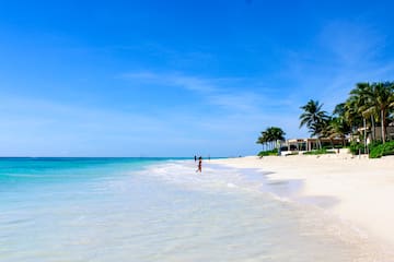 a person walking on a beach