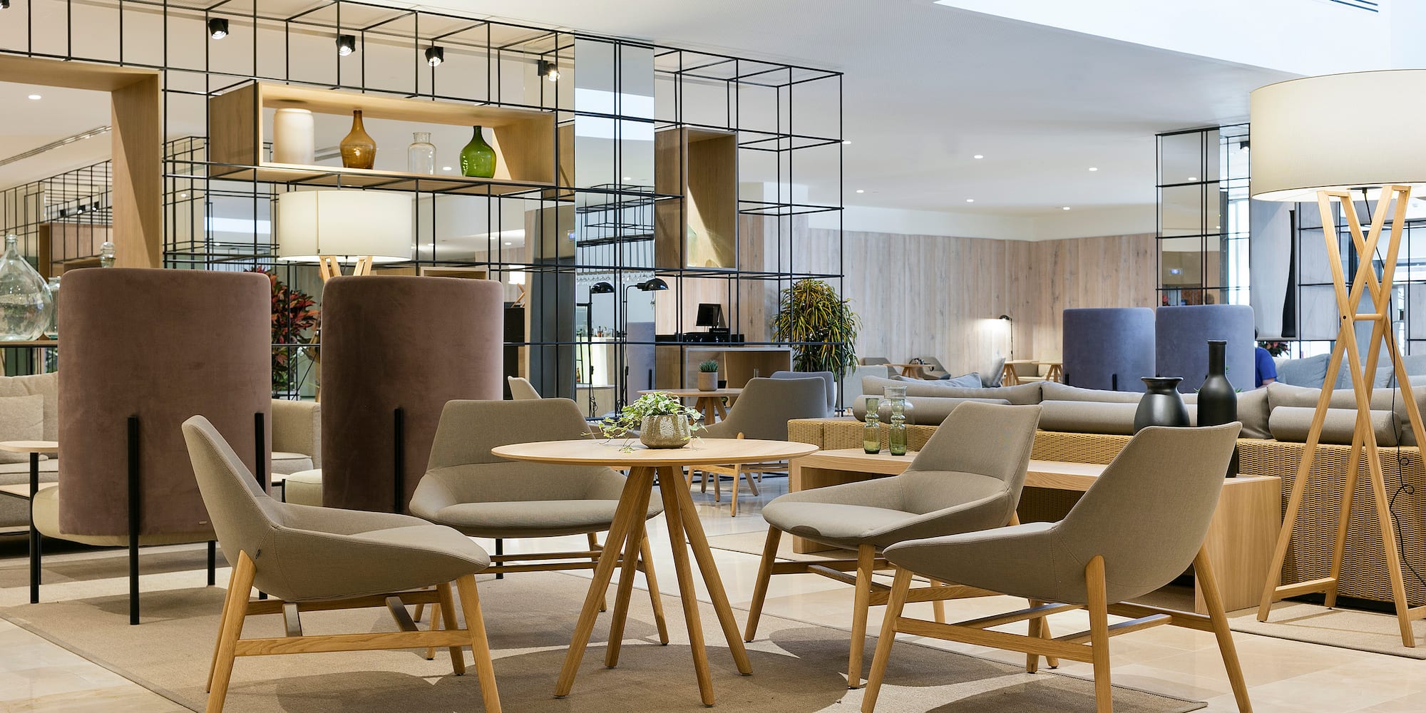 a room with a table and chairs