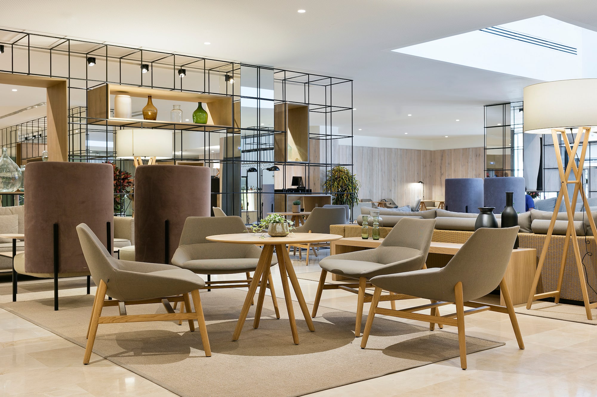 a room with a table and chairs