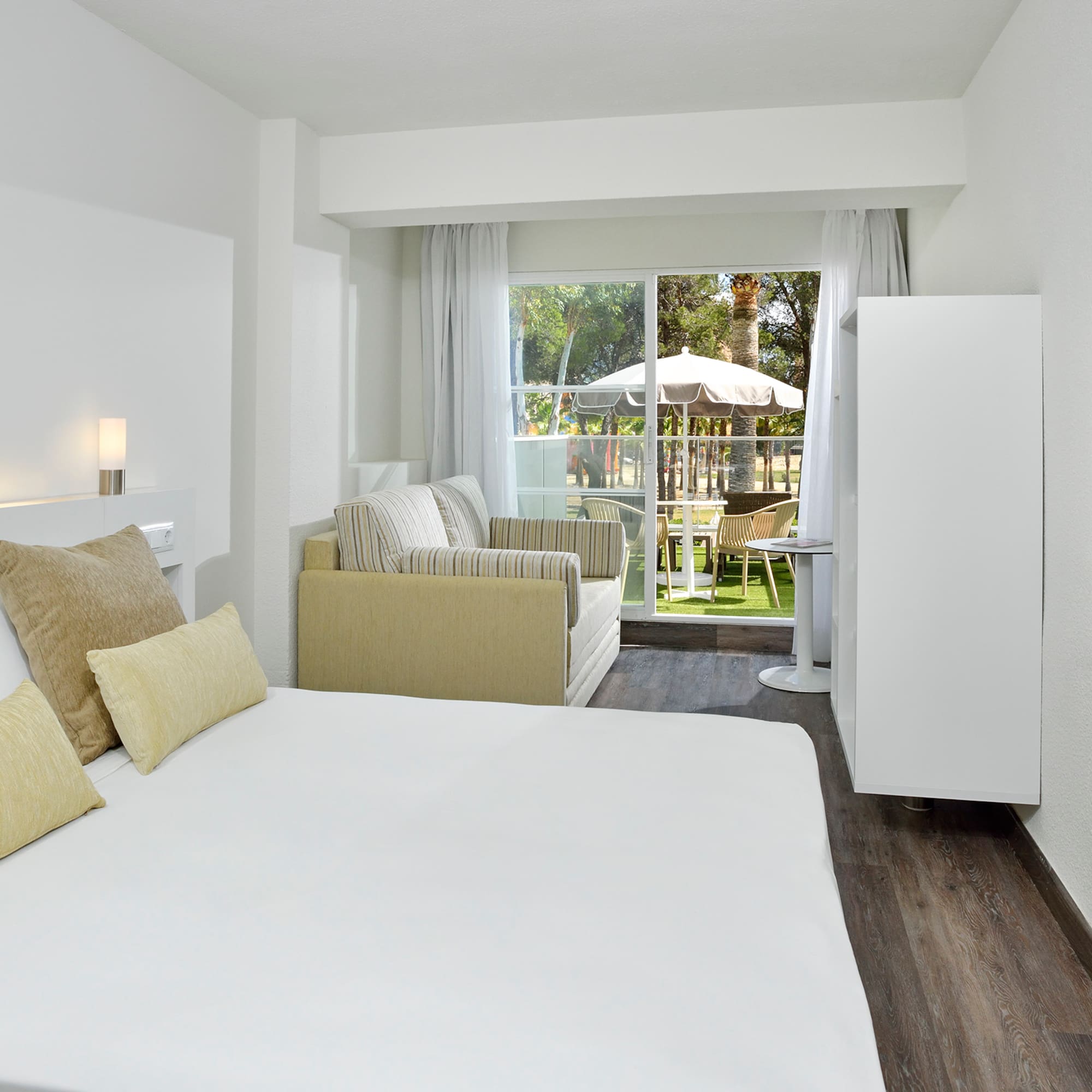 a room with a bed and a couch