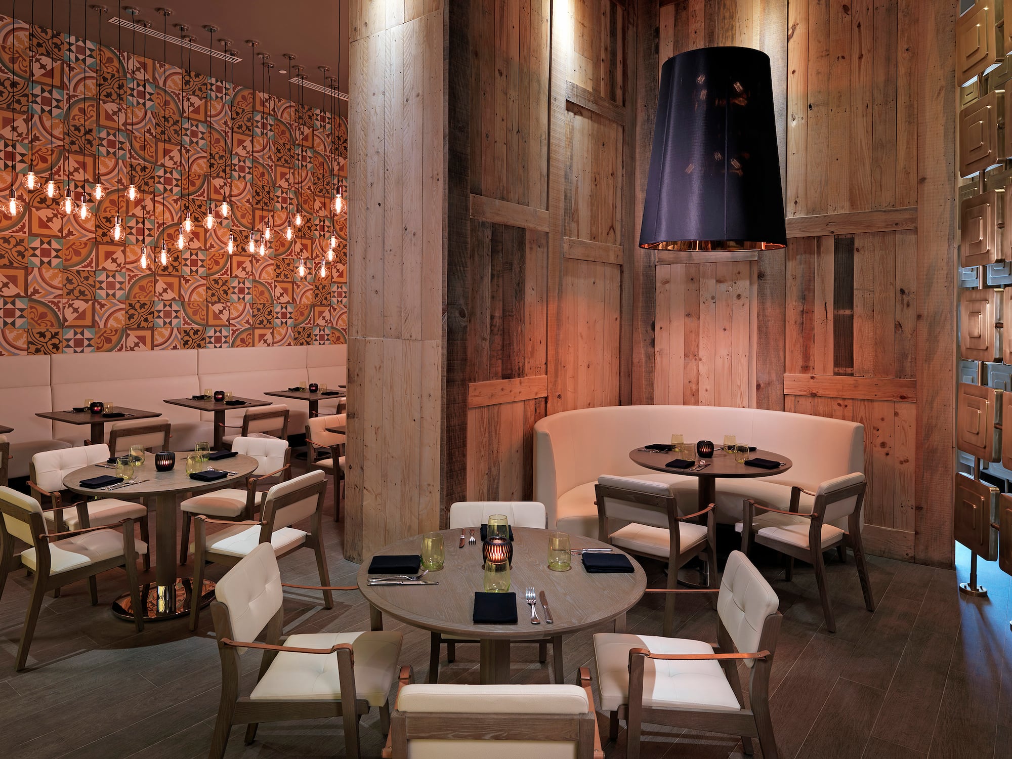 a room with tables and chairs