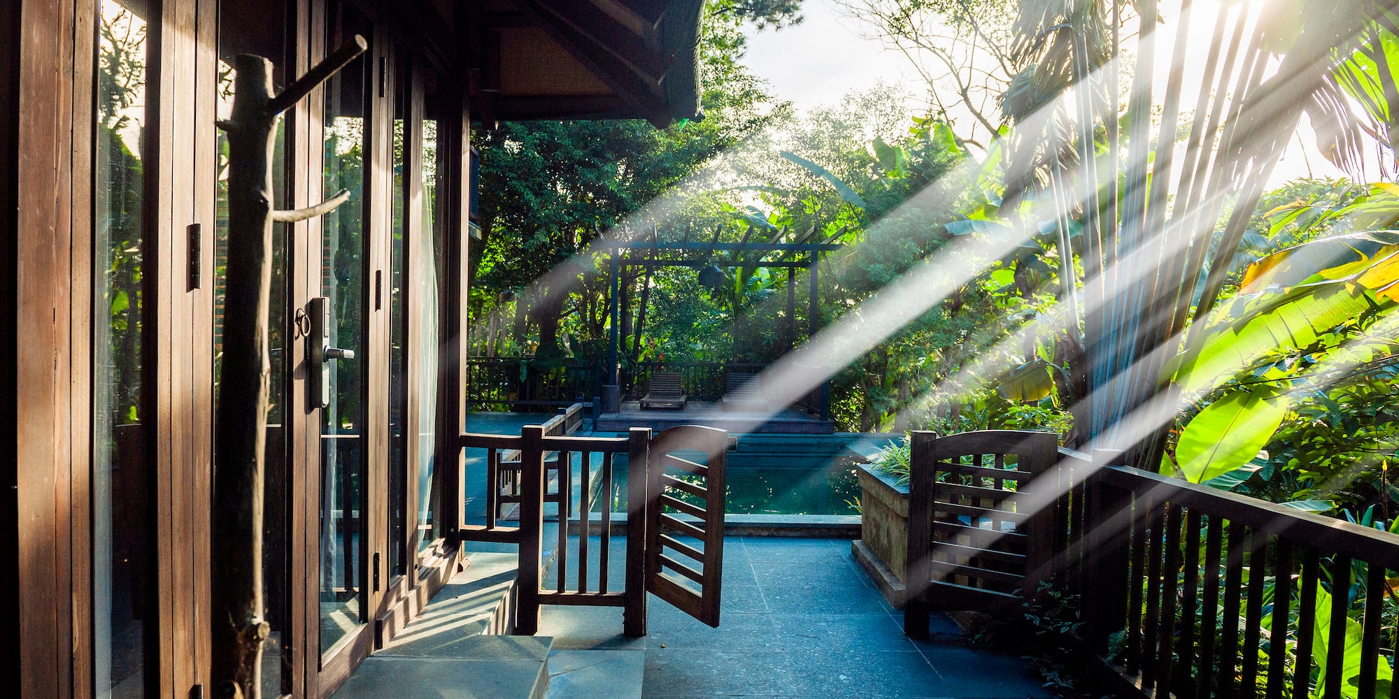 sun shining through the sunlight on a porch
