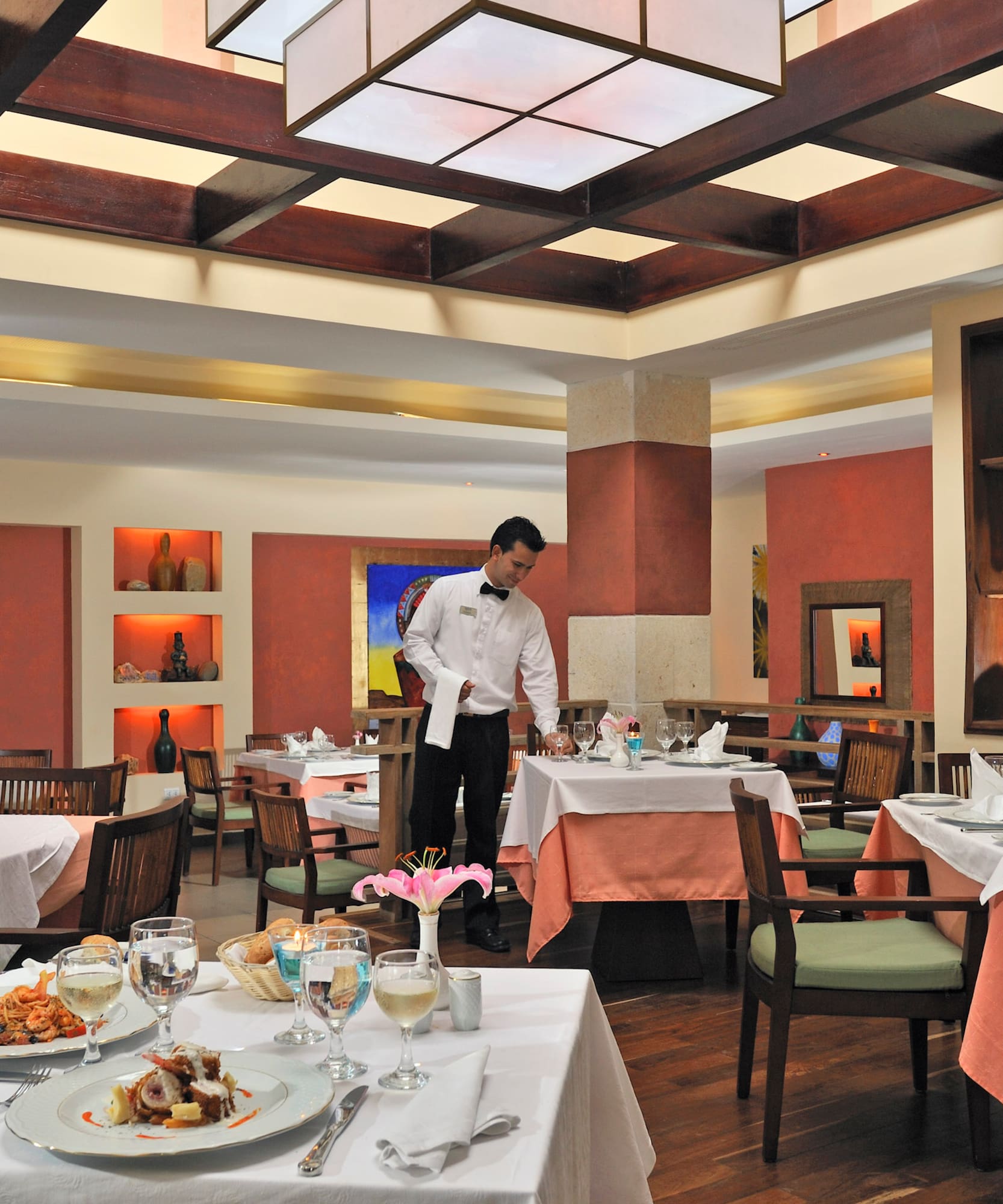 a waiter in a restaurant