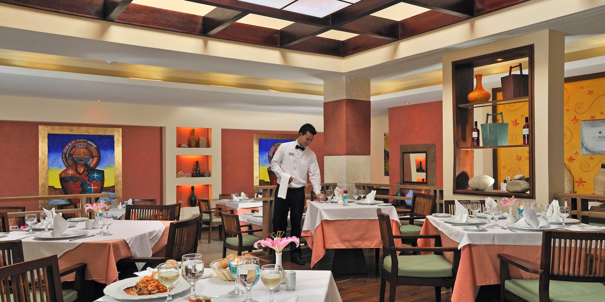 a waiter in a restaurant