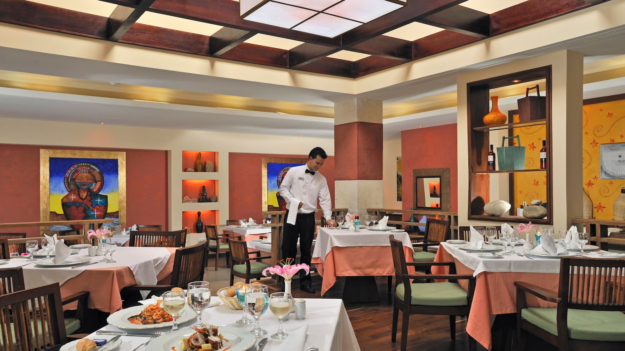 a waiter in a restaurant