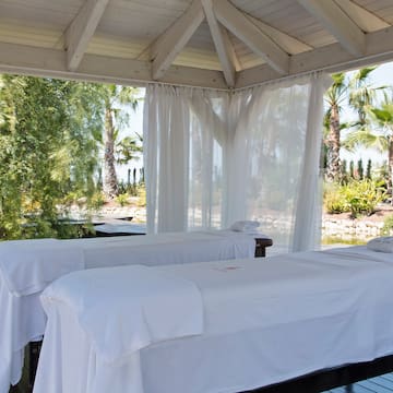 massage tables in a gazebo